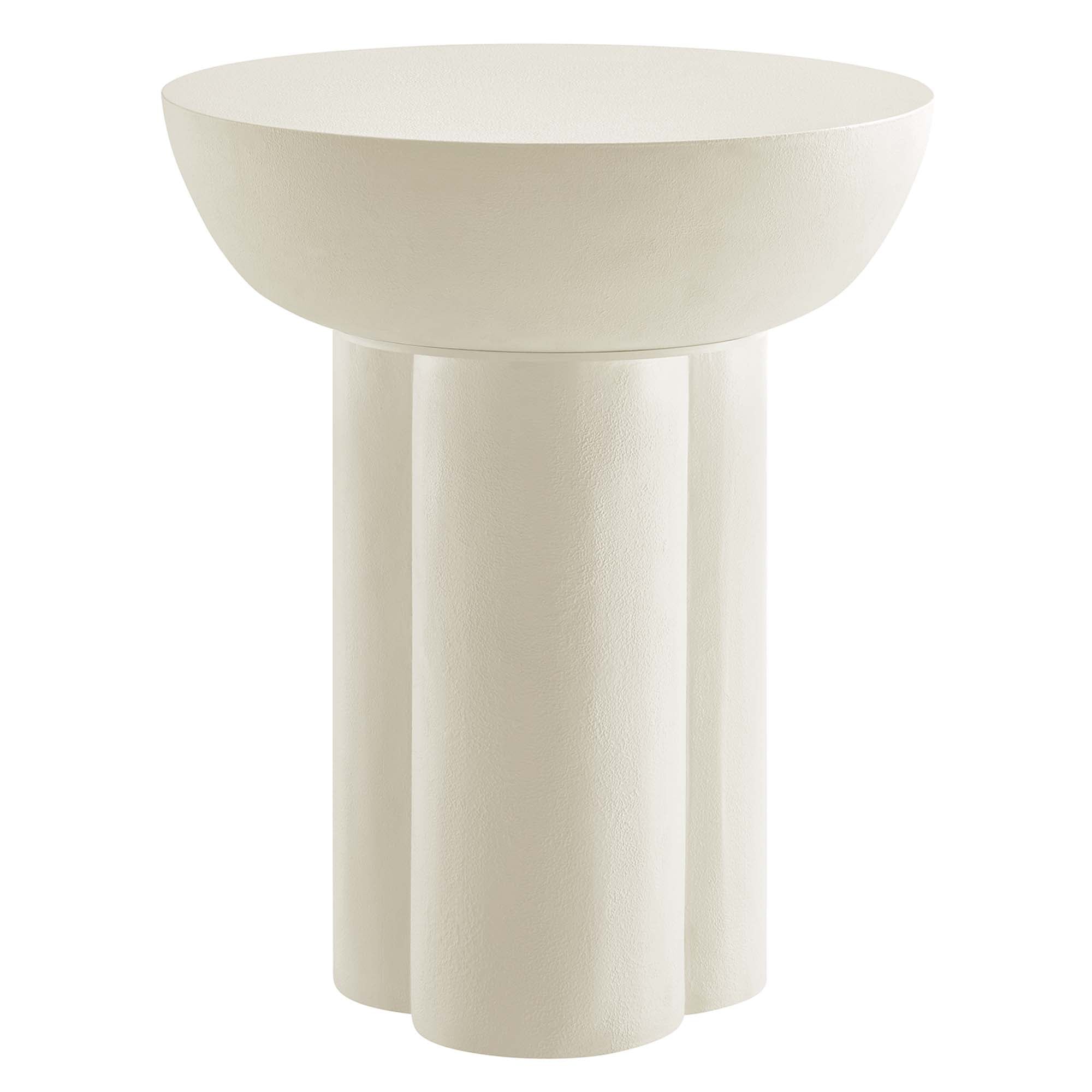 Caspian Round Concrete Side Table, White