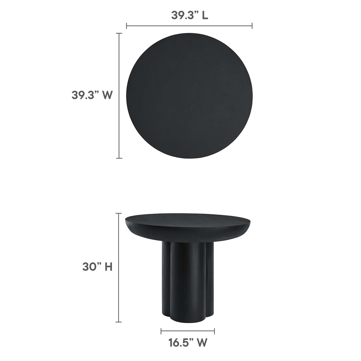 Caspian 40" Round Concrete Dining Table, Black