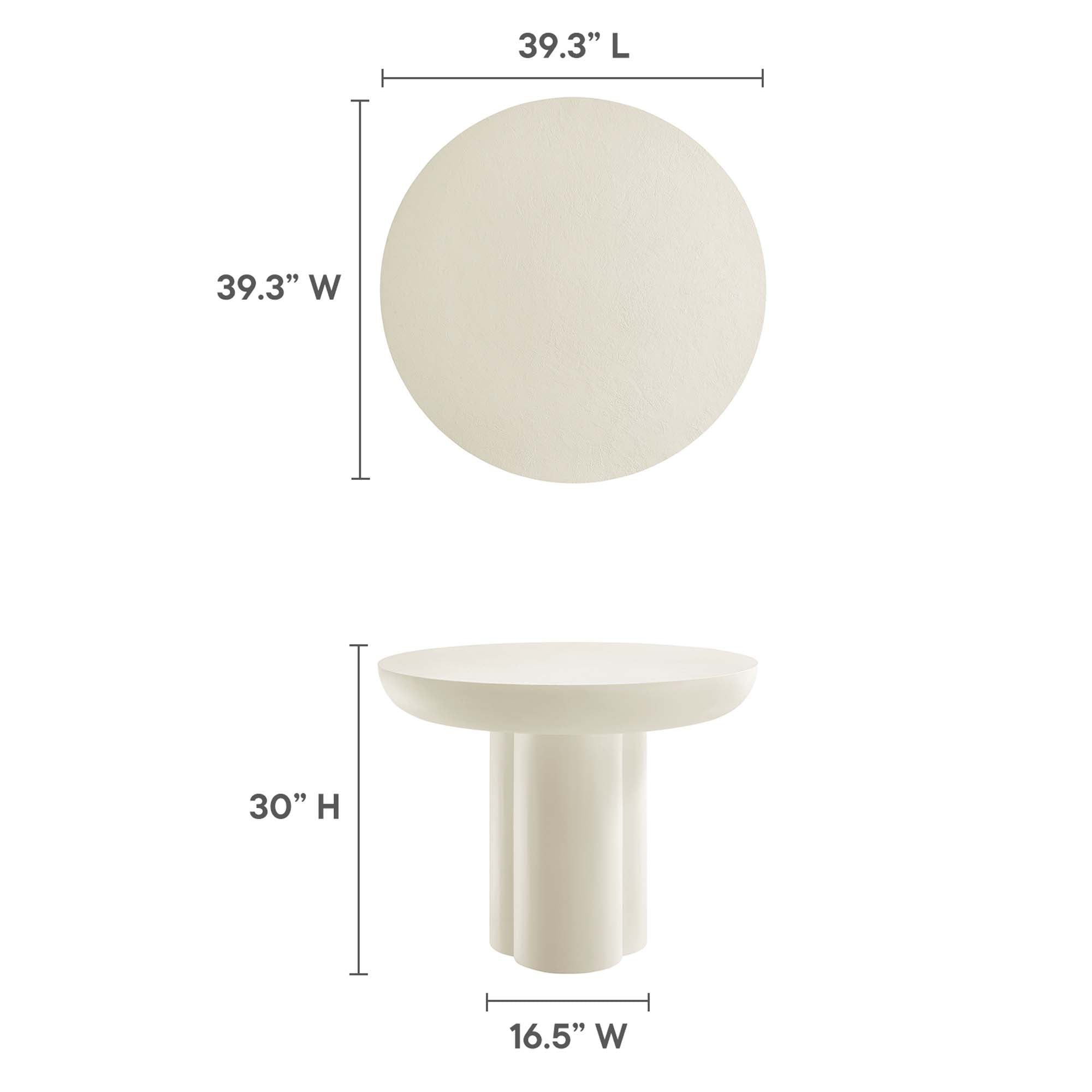 Caspian 40" Round Concrete Dining Table, White