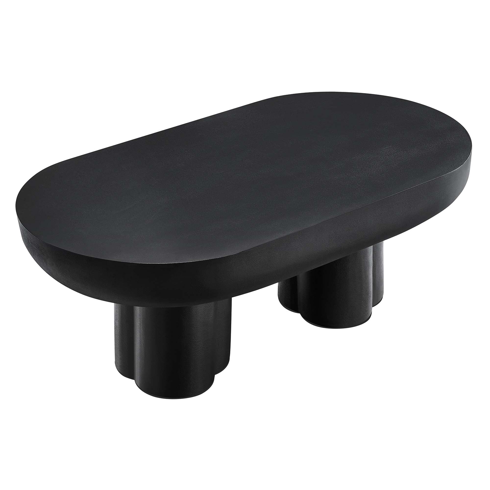 Caspian Oval Concrete Coffee Table, Black