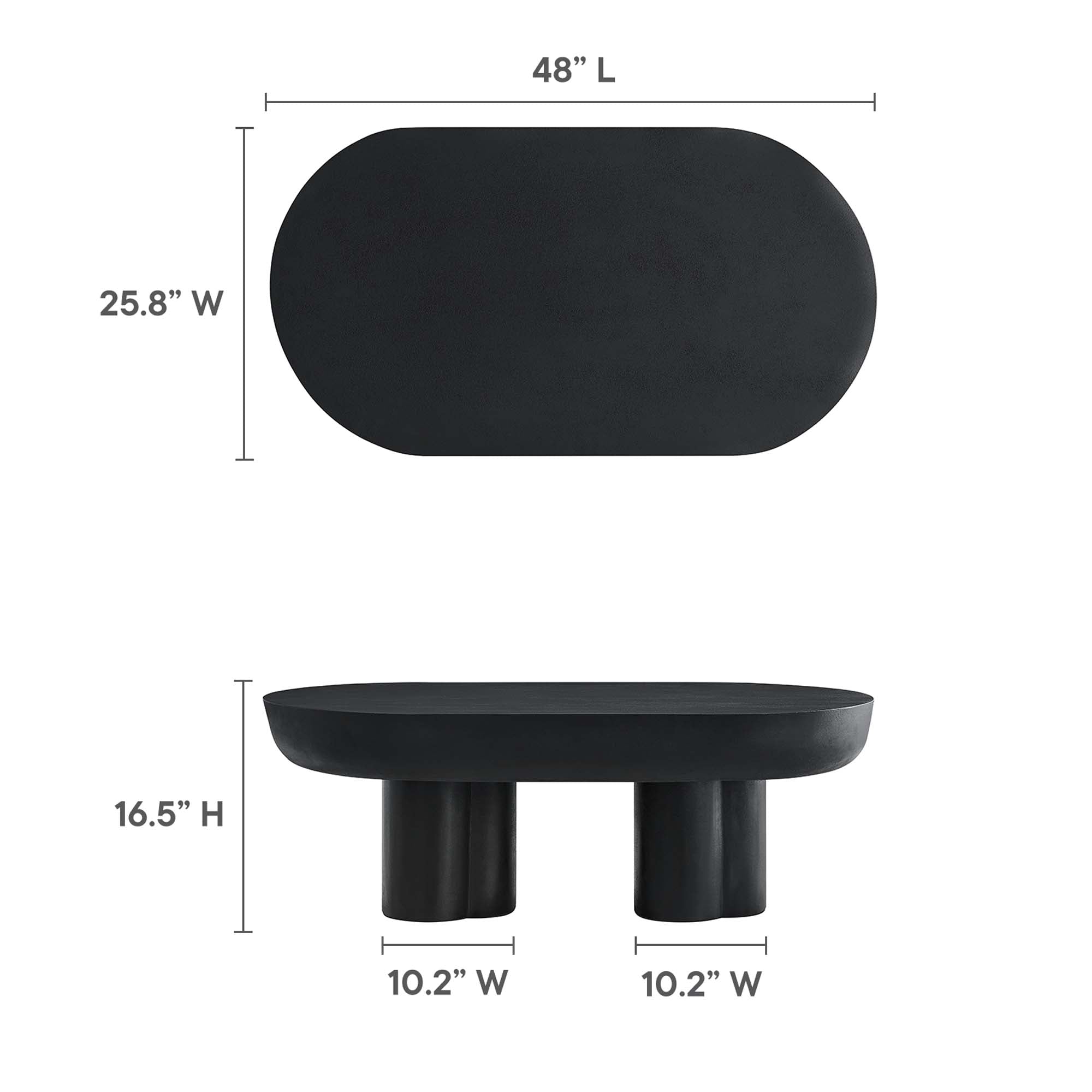 Caspian Oval Concrete Coffee Table, Black