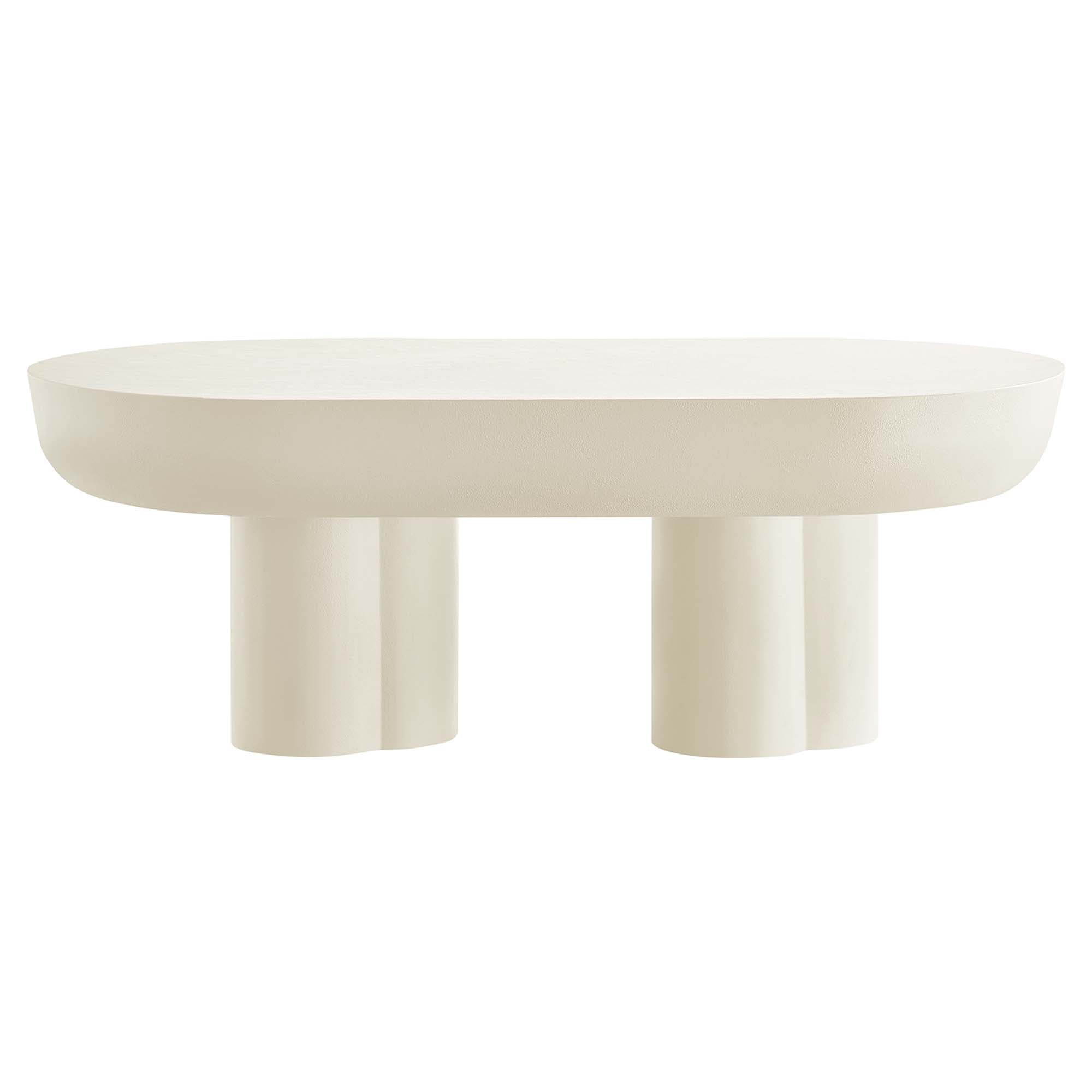 Caspian Oval Concrete Coffee Table, White