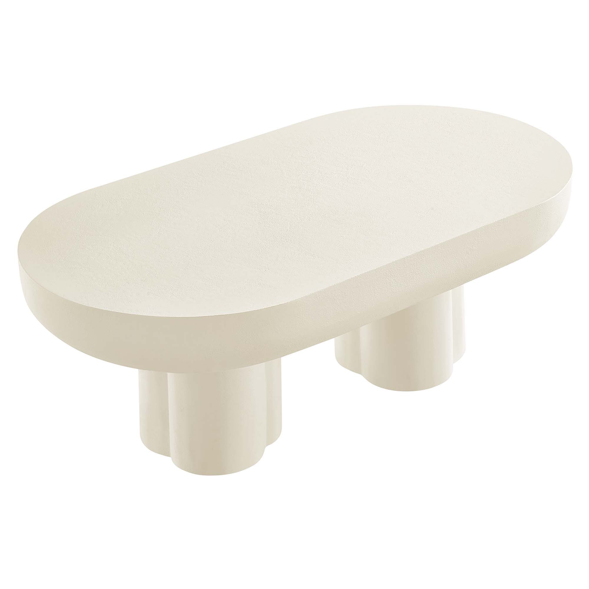 Caspian Oval Concrete Coffee Table, White