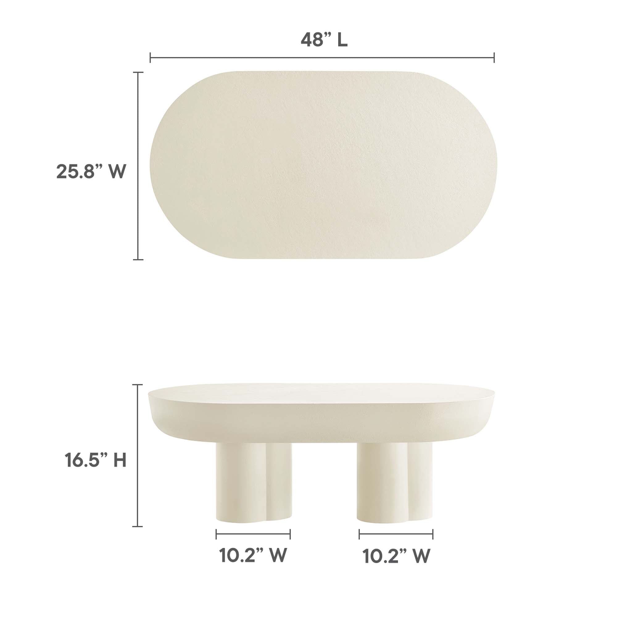 Caspian Oval Concrete Coffee Table, White