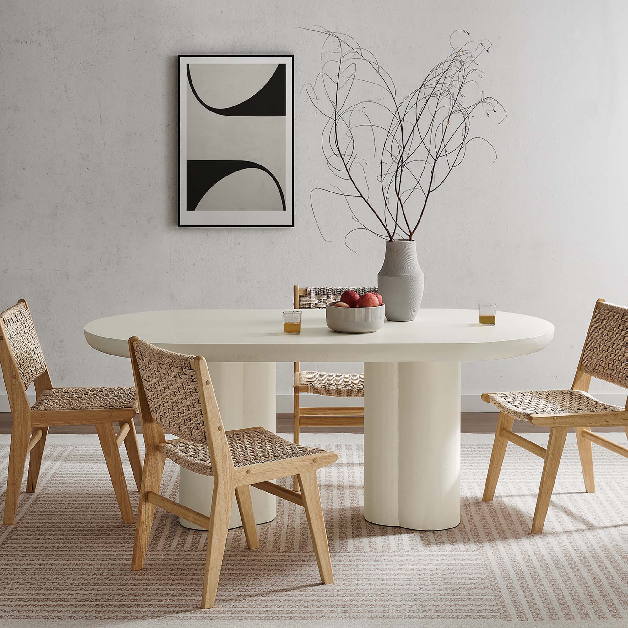Caspian 72" Oval Concrete Dining Table, White