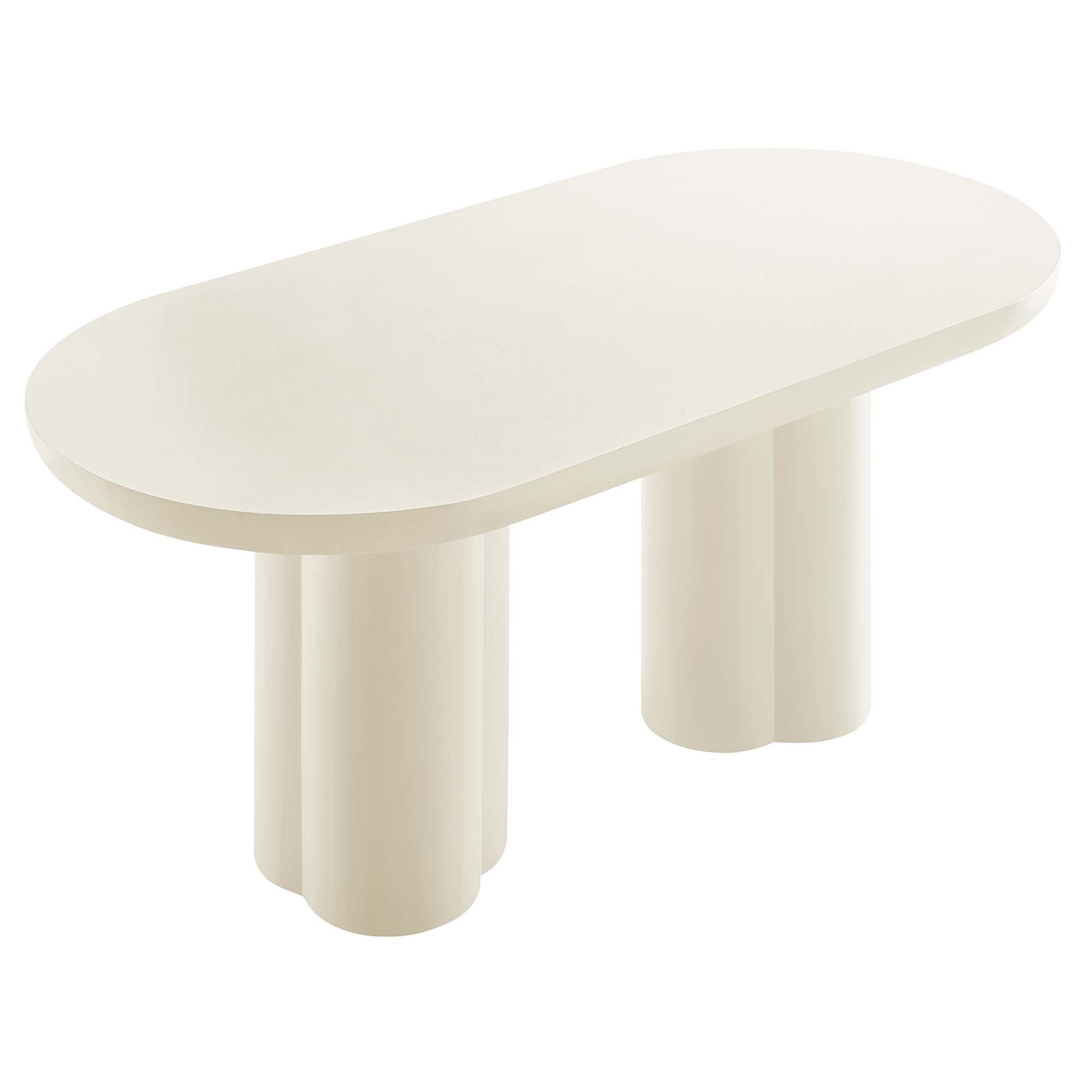 Caspian 72" Oval Concrete Dining Table, White