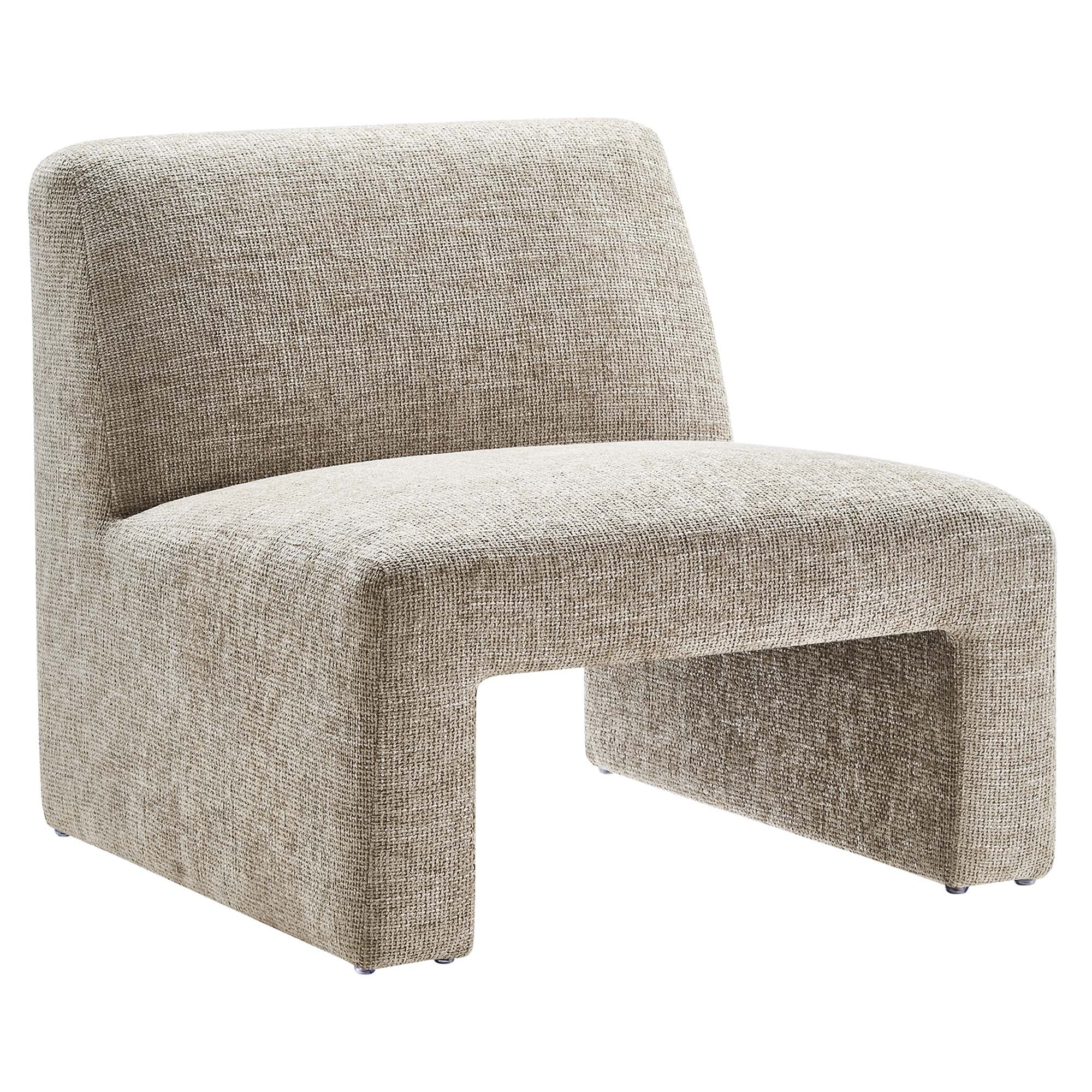 Amita Chenille Upholstered Accent Chair, Khaki