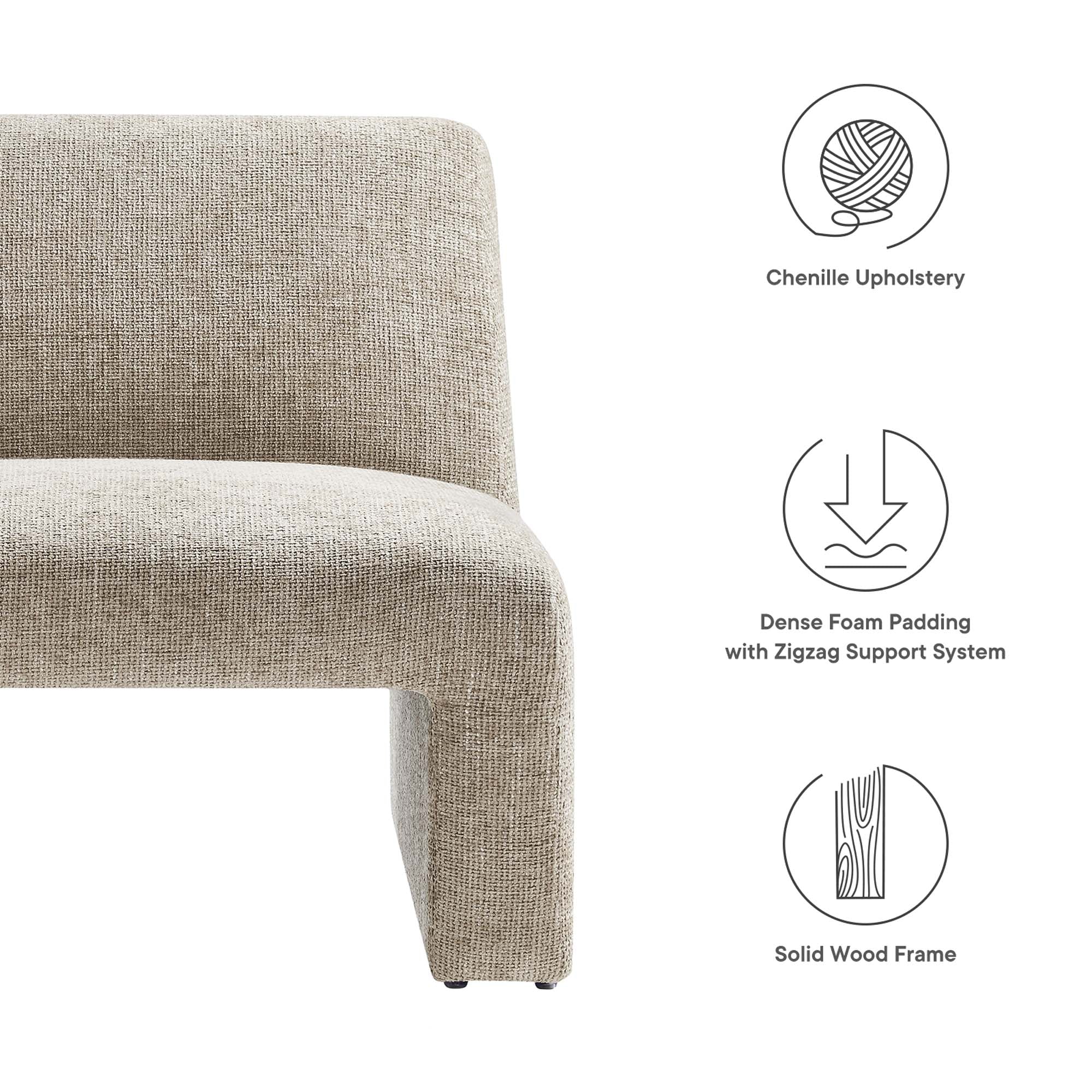 Amita Chenille Upholstered Accent Chair, Khaki