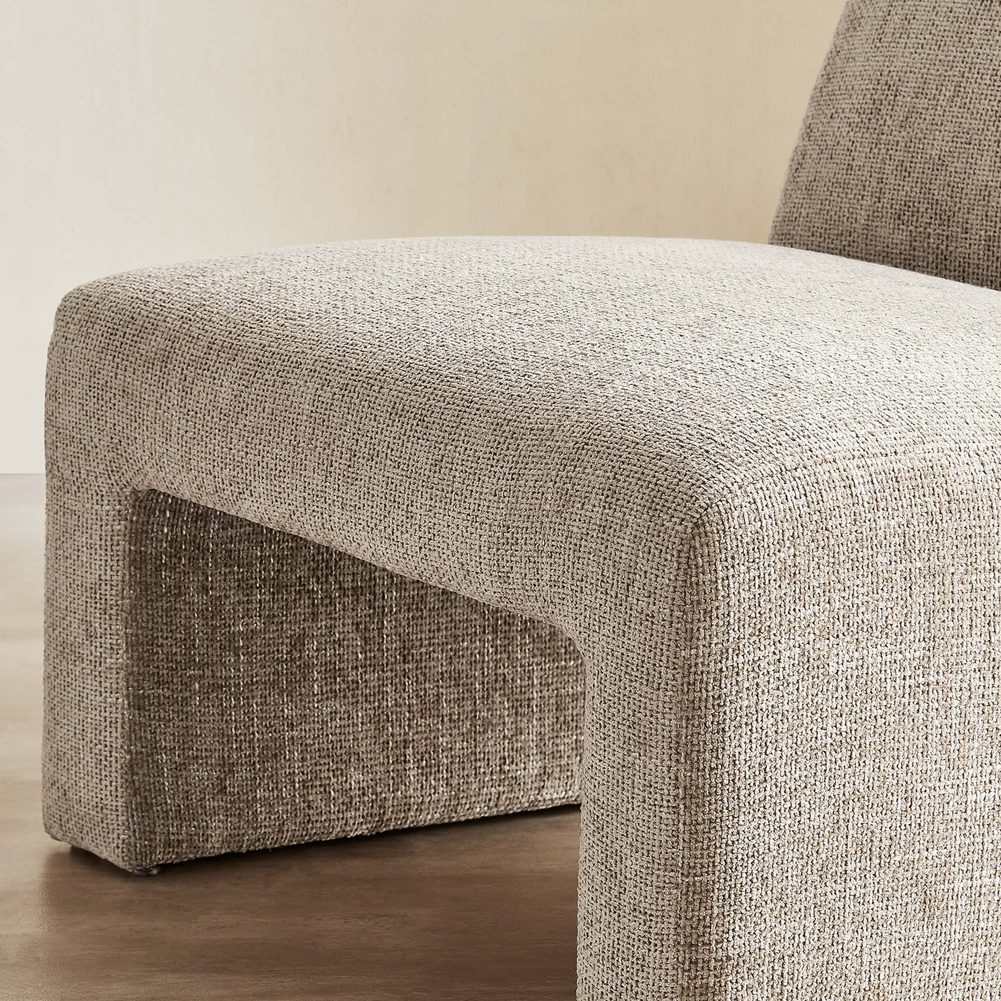 Amita Chenille Upholstered Accent Chair, Khaki