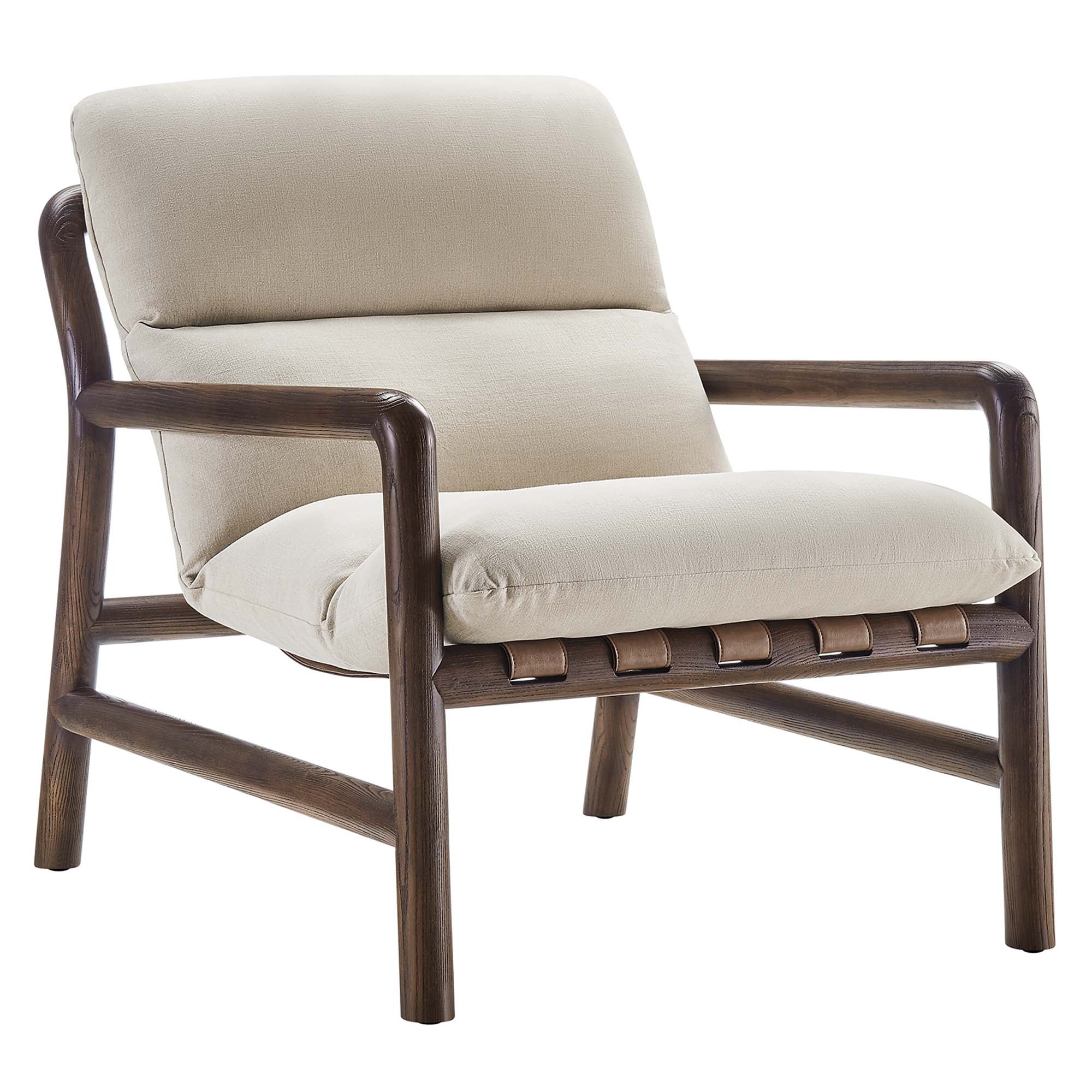 Paxton Wood Sling Chair, Dune Fabric Walnut