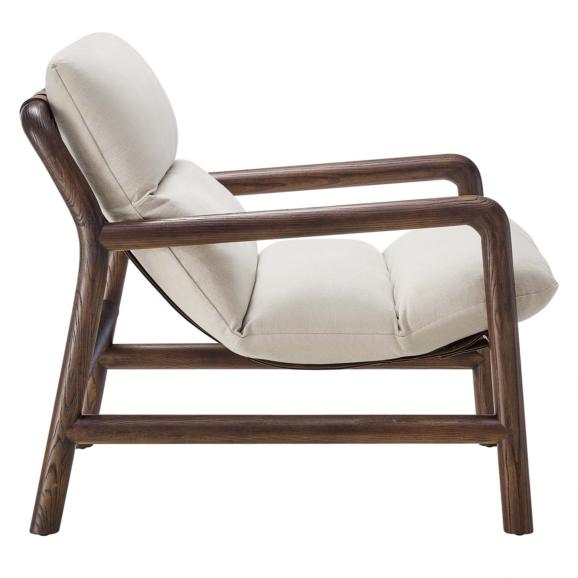 Paxton Wood Sling Chair, Dune Fabric Walnut