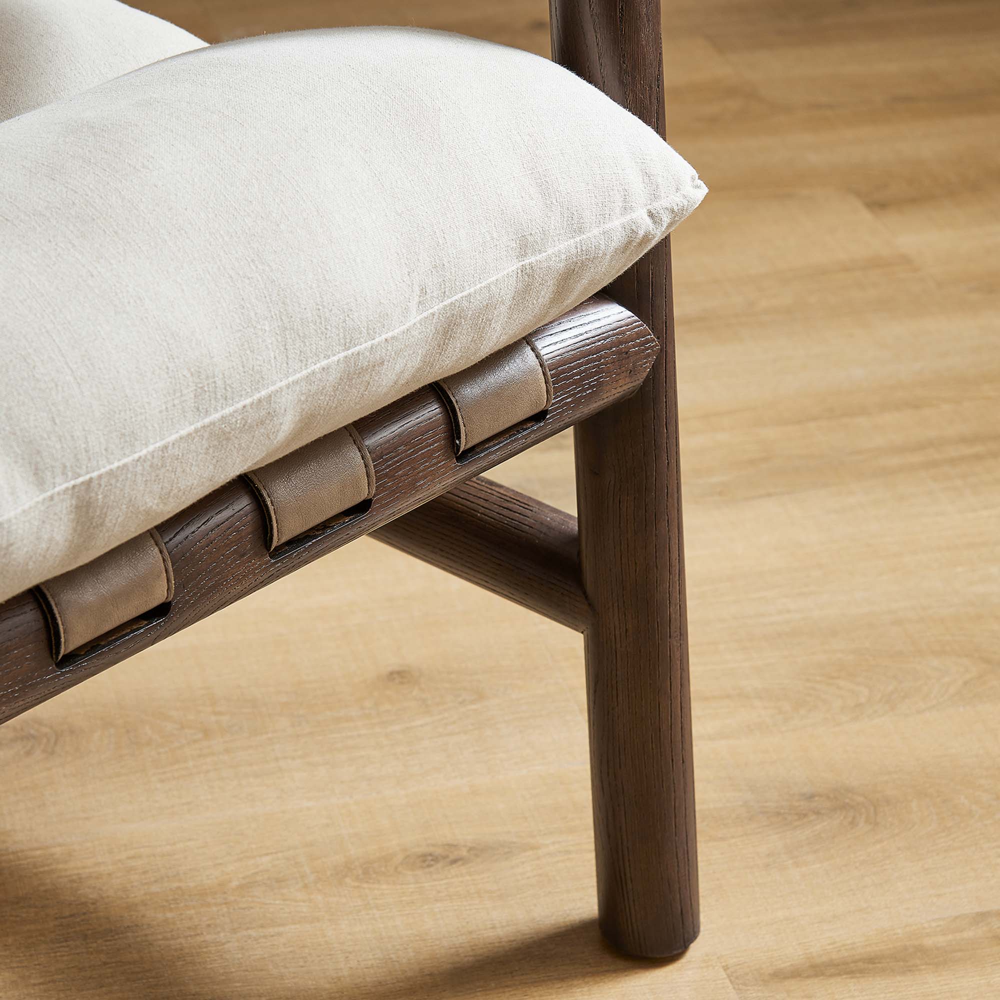 Paxton Wood Sling Chair, Dune Fabric Walnut