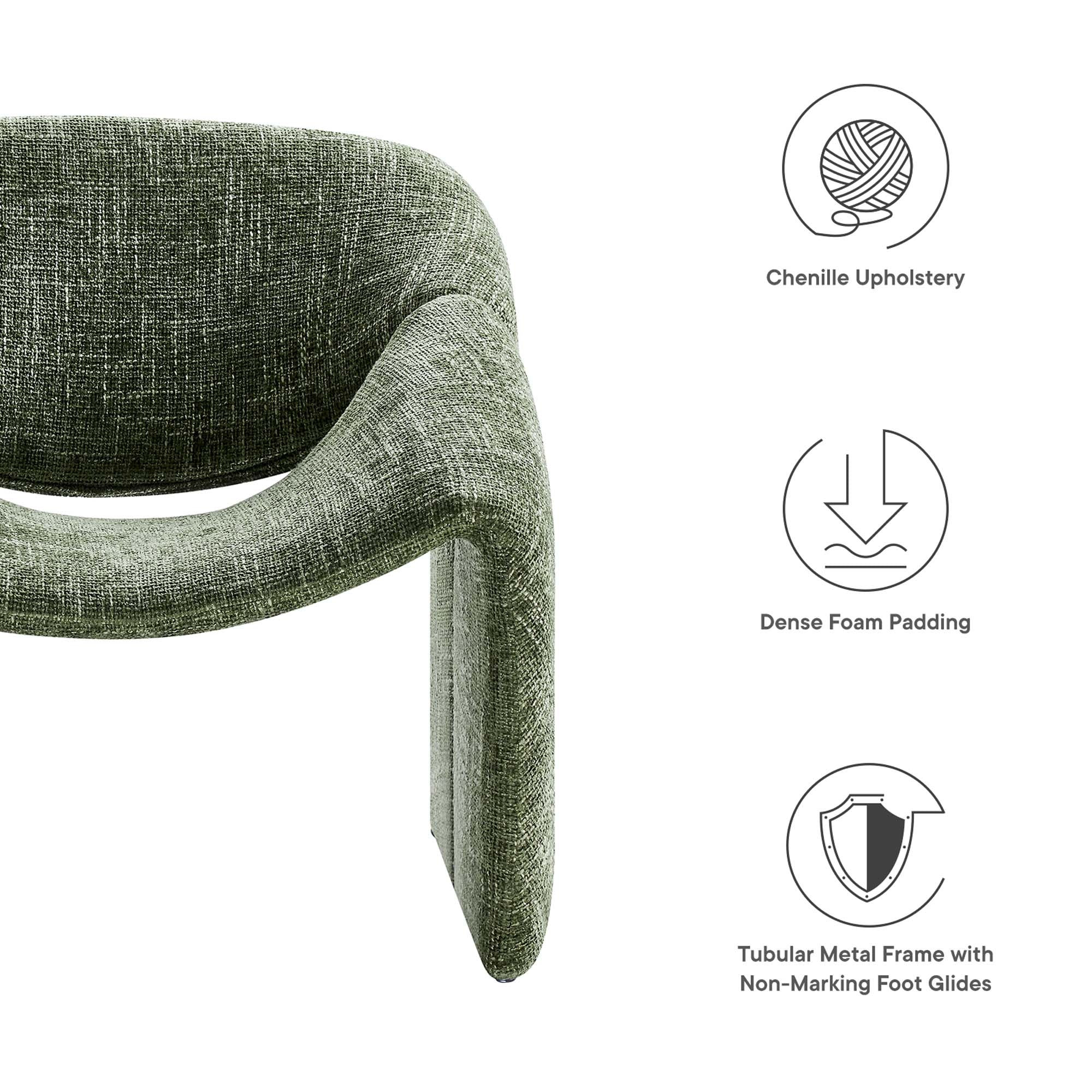 Vivi Chenille Upholstered Accent Chair, Basil