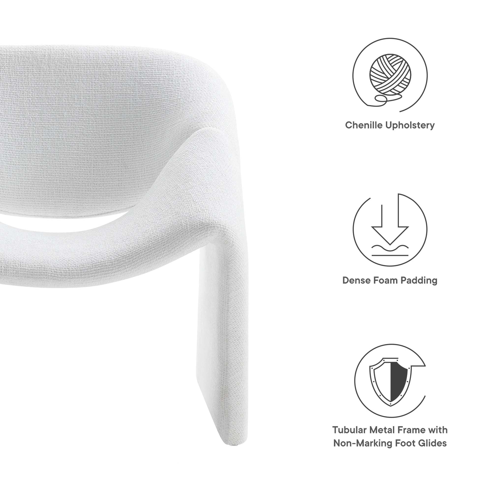 Vivi Chenille Upholstered Accent Chair, Frost