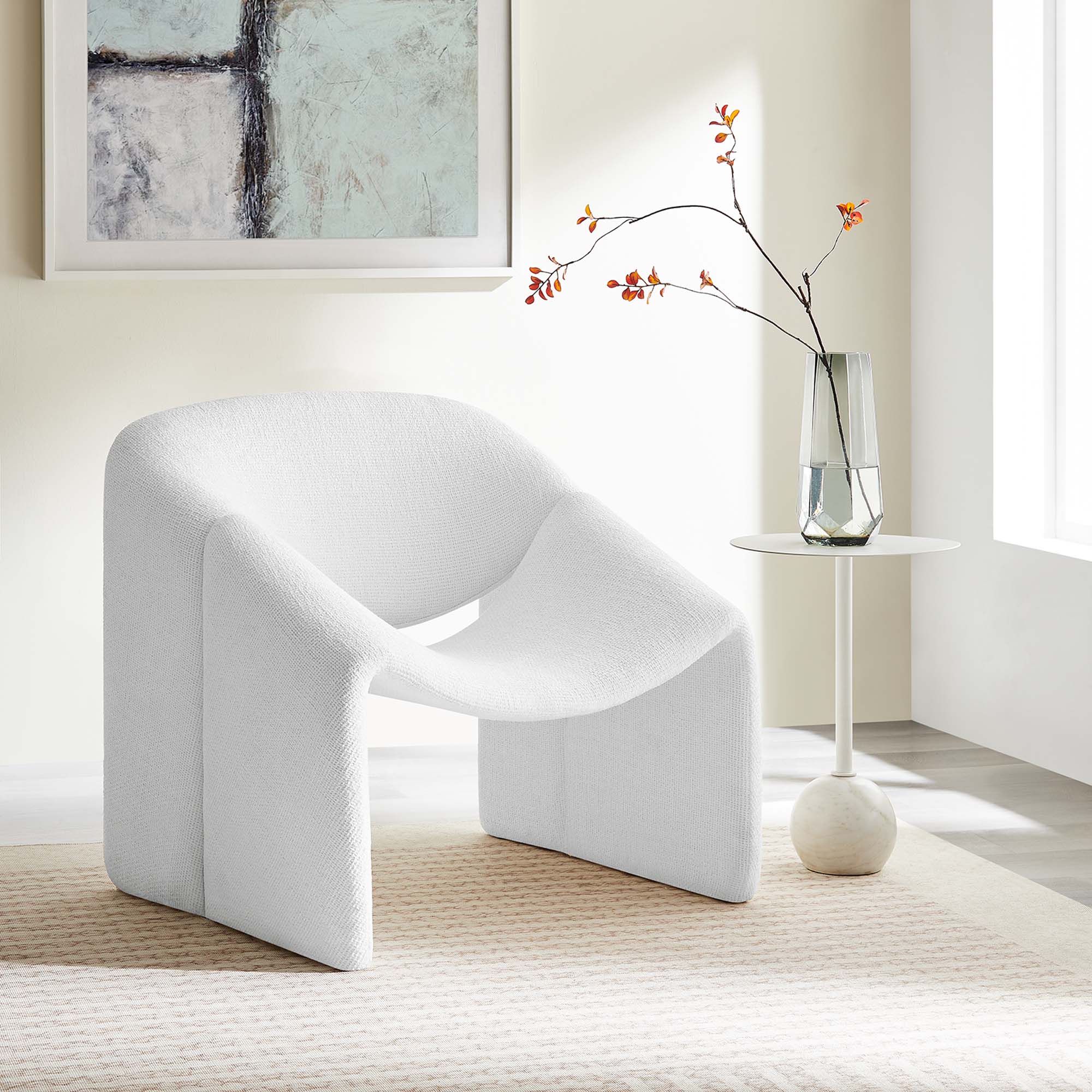 Vivi Chenille Upholstered Accent Chair, Frost