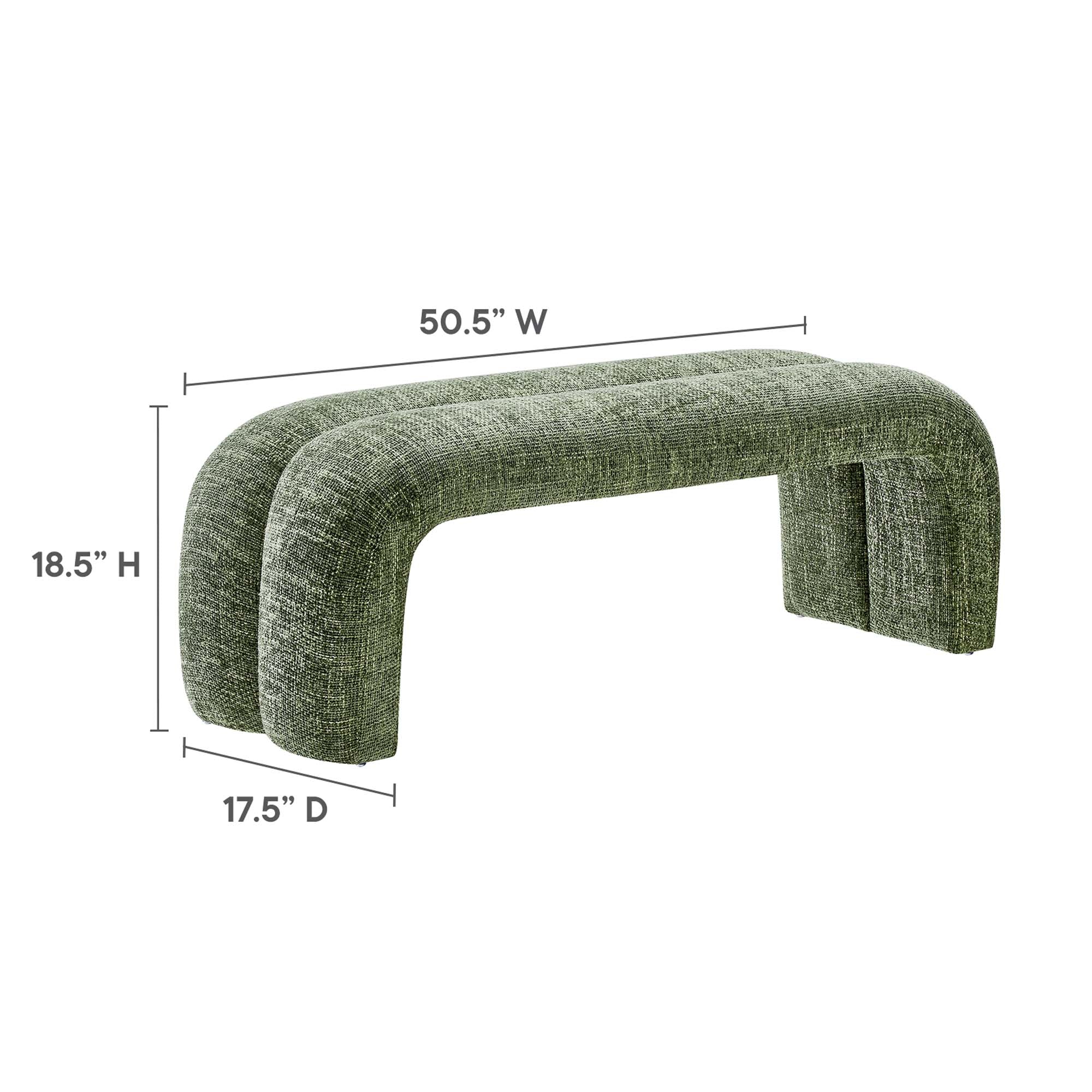 Dax 50.5" Chenille Upholstered Accent Bench, Basil