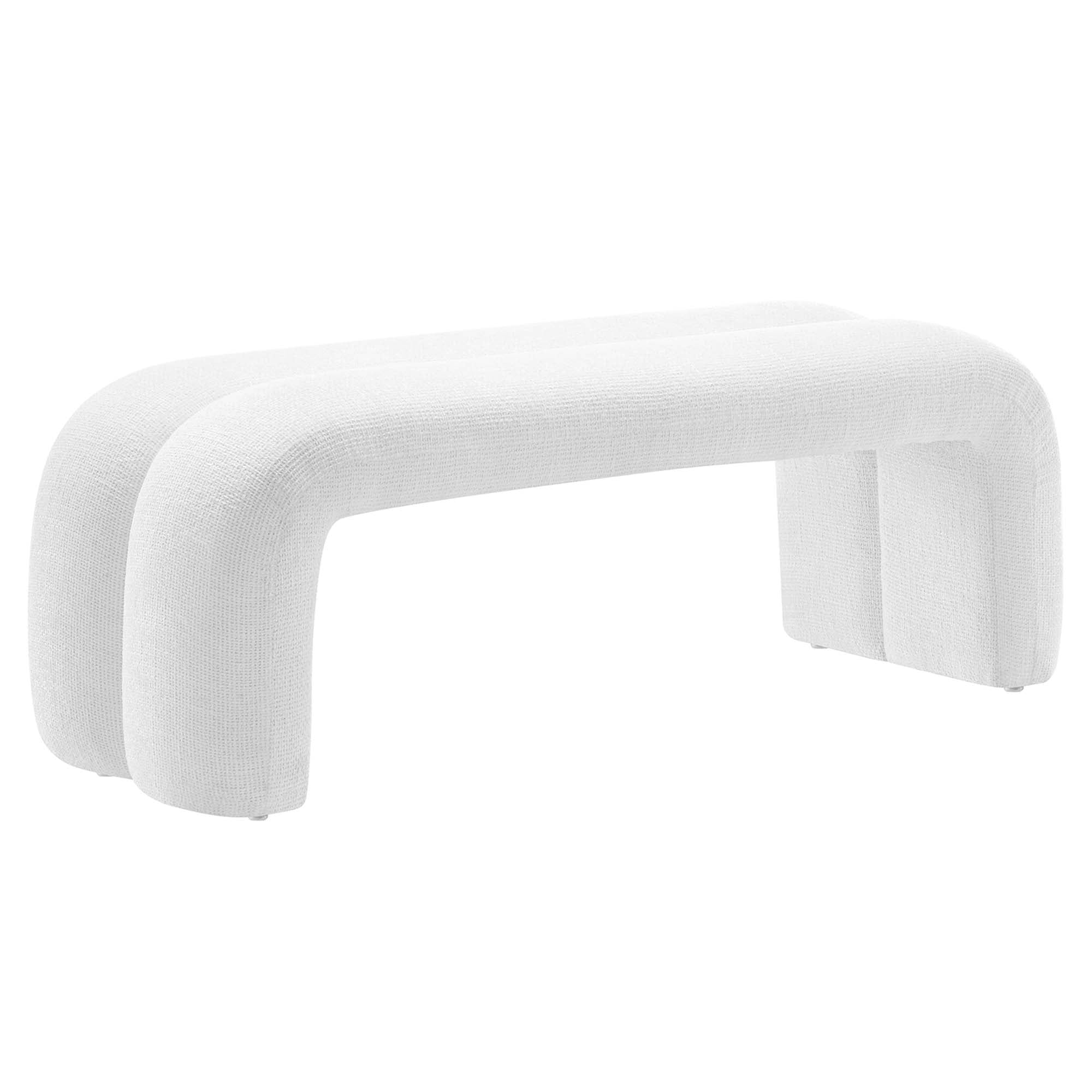 Dax 50.5" Chenille Upholstered Accent Bench, Frost