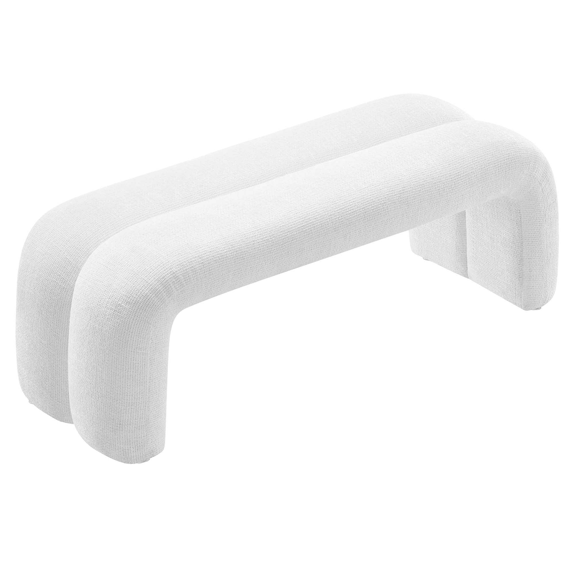 Dax 50.5" Chenille Upholstered Accent Bench, Frost