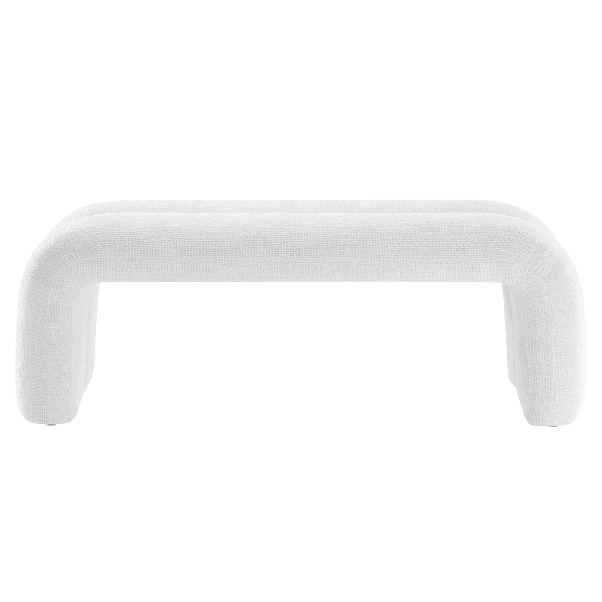 Dax 50.5" Chenille Upholstered Accent Bench, Frost