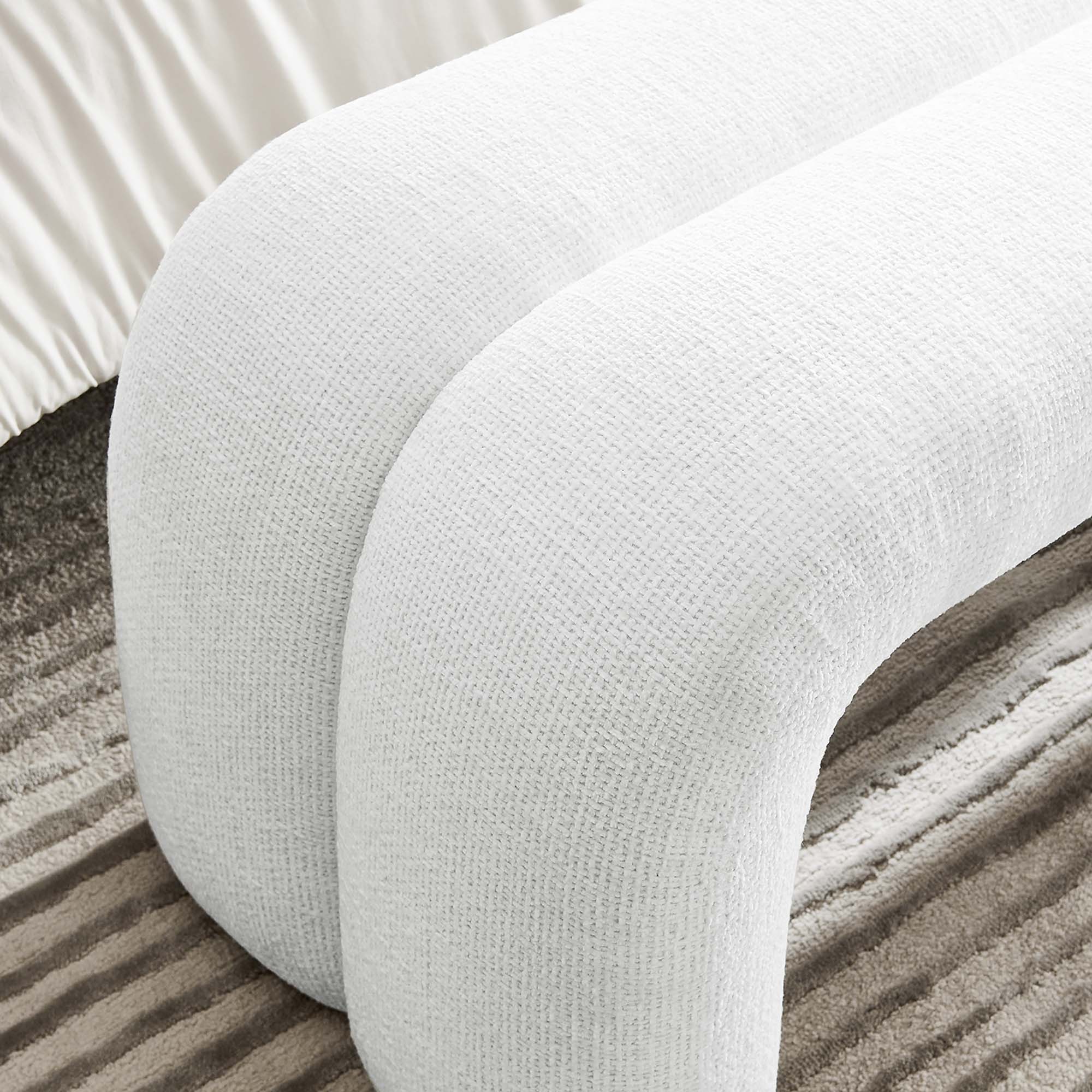 Dax 50.5" Chenille Upholstered Accent Bench, Frost