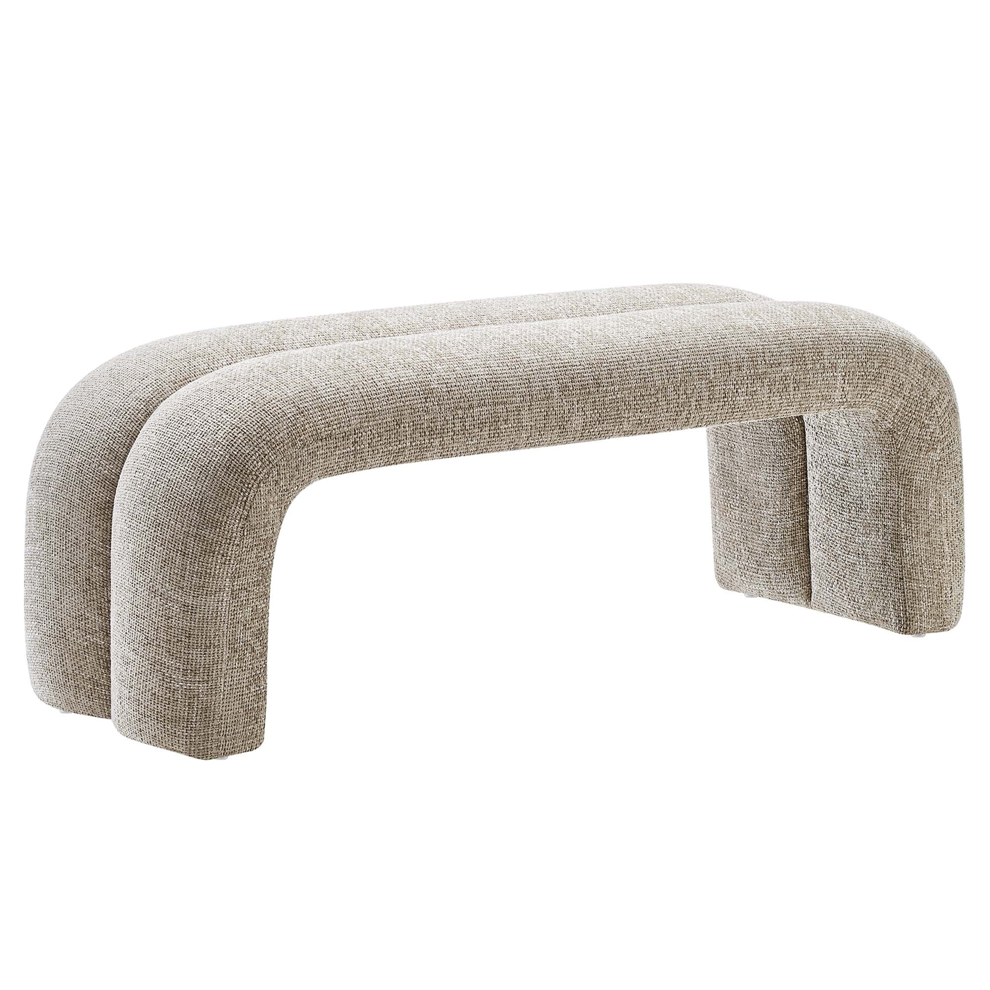 Dax 50.5" Chenille Upholstered Accent Bench, Khaki