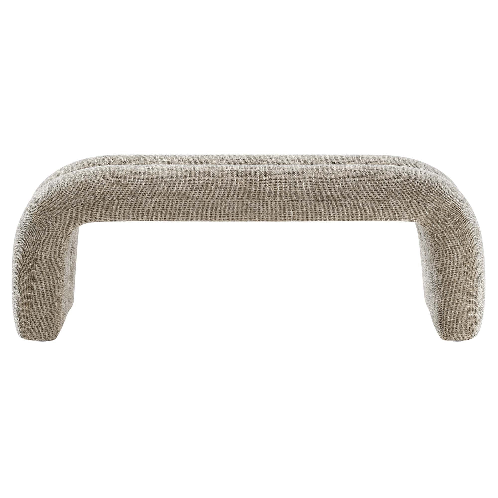 Dax 50.5" Chenille Upholstered Accent Bench, Khaki