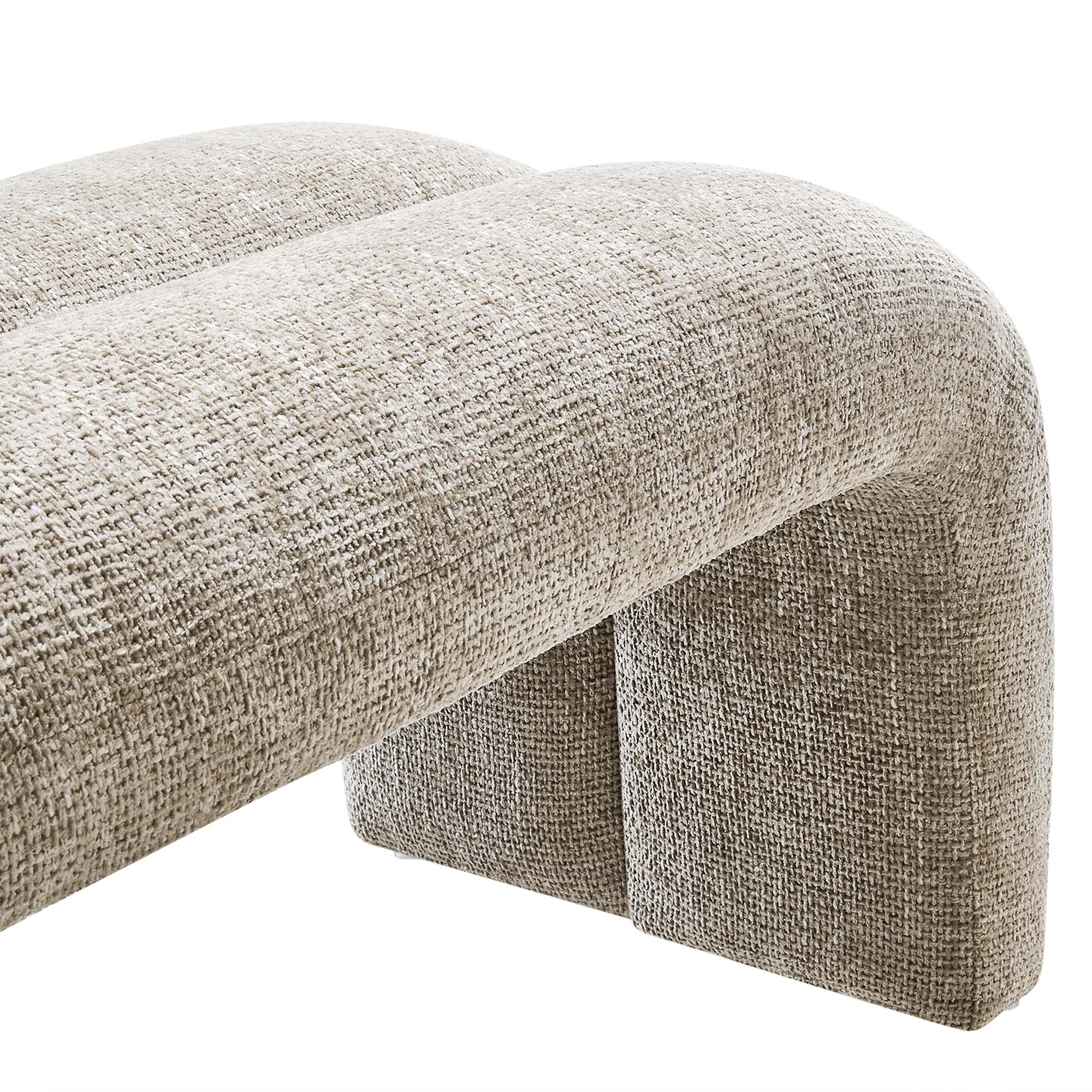 Dax 50.5" Chenille Upholstered Accent Bench, Khaki