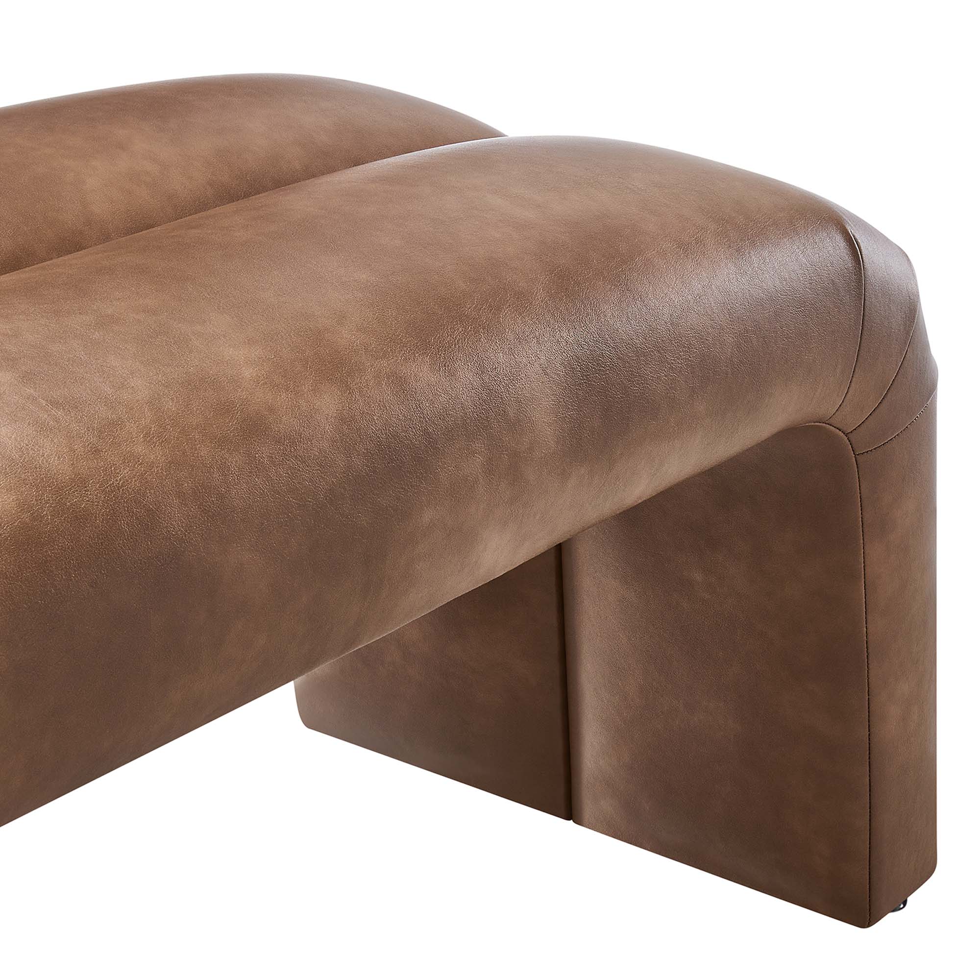 Dax 50.5" Vegan Leather Upholstered Accent Bench, Brown