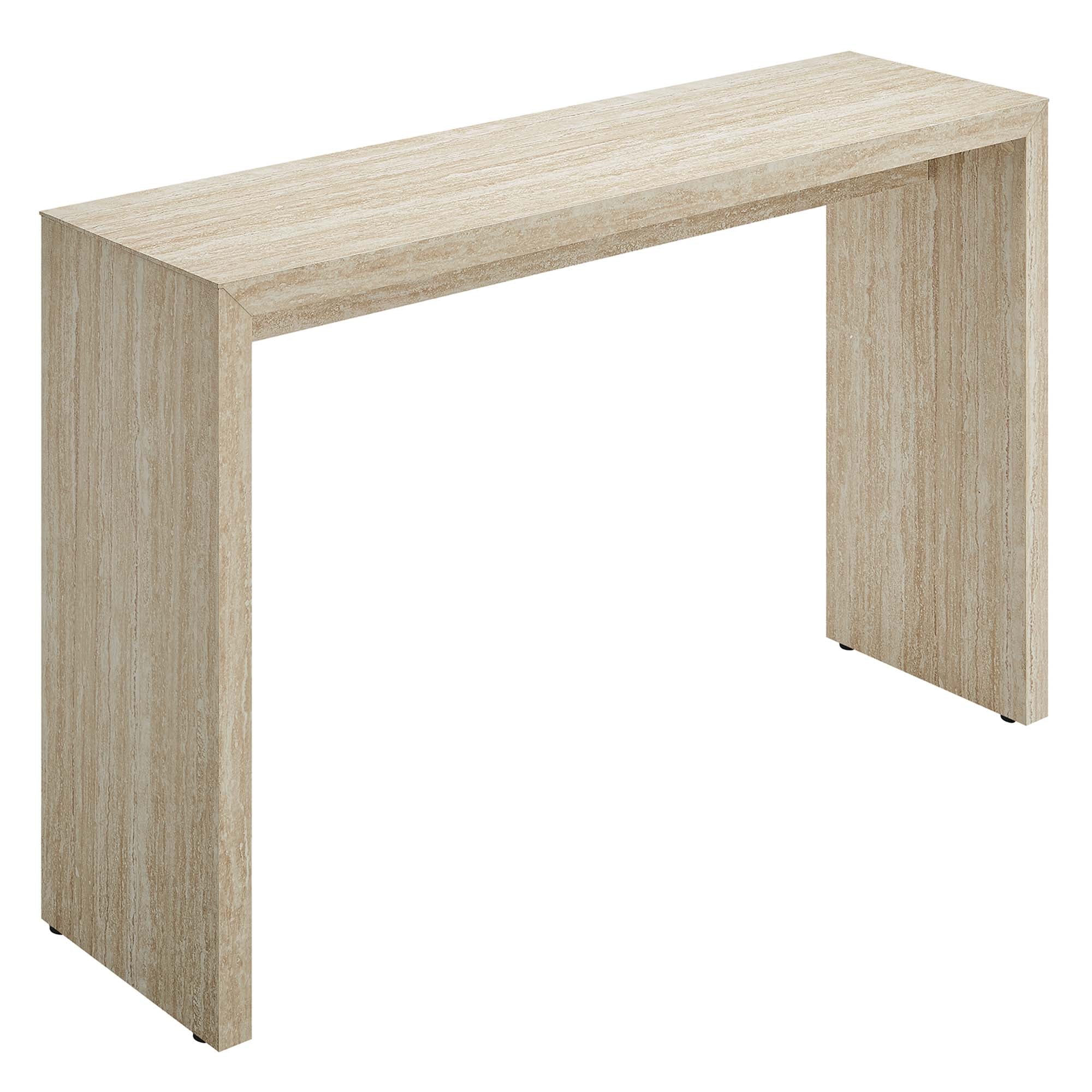 Mirella Faux Travertine Console Table, Travertine
