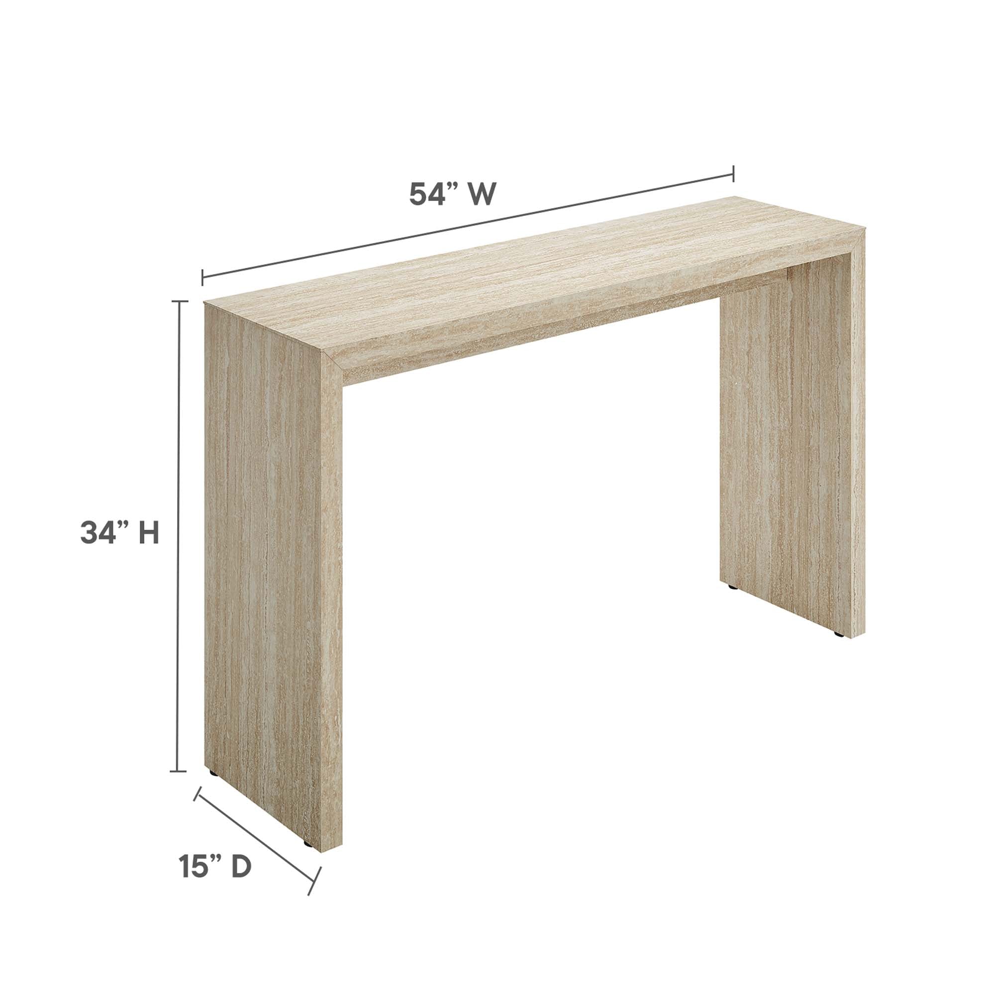 Mirella Faux Travertine Console Table, Travertine