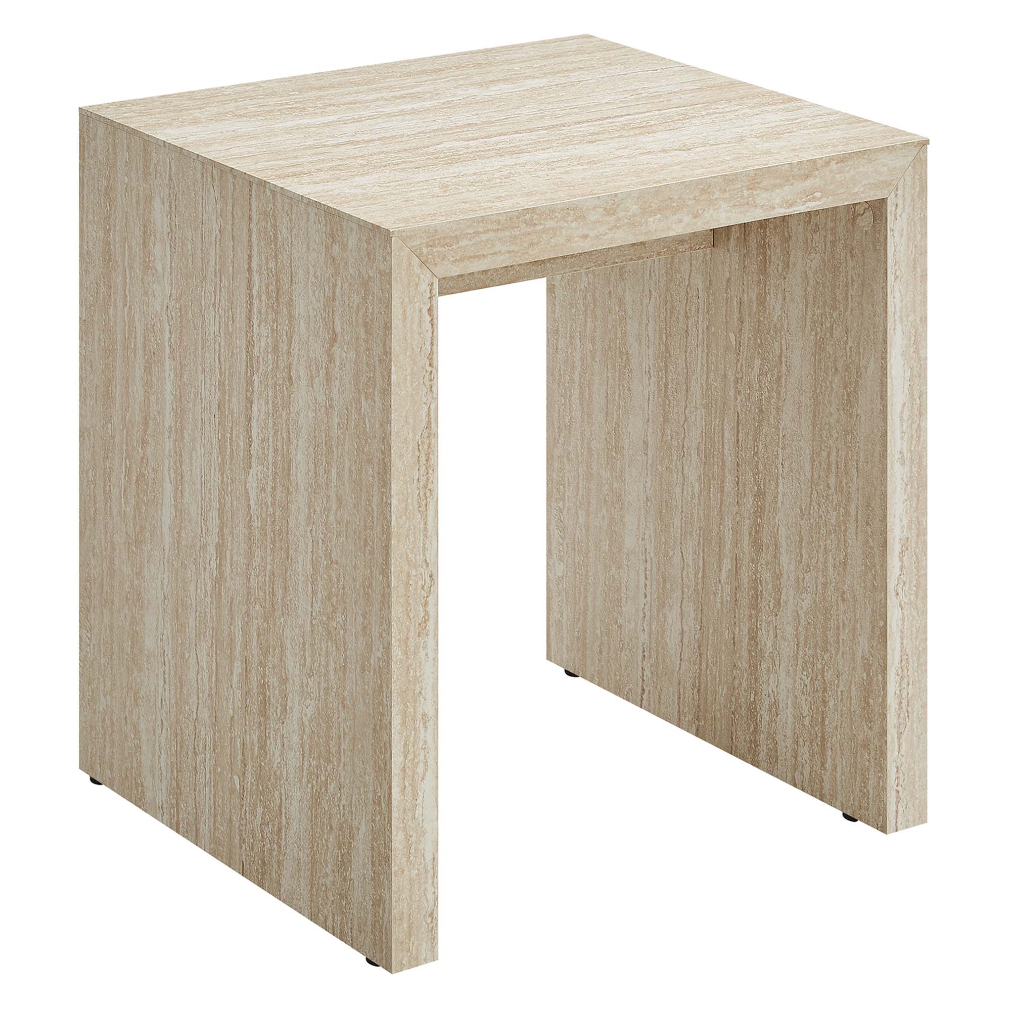 Mirella Faux Travertine Side Table, Travertine