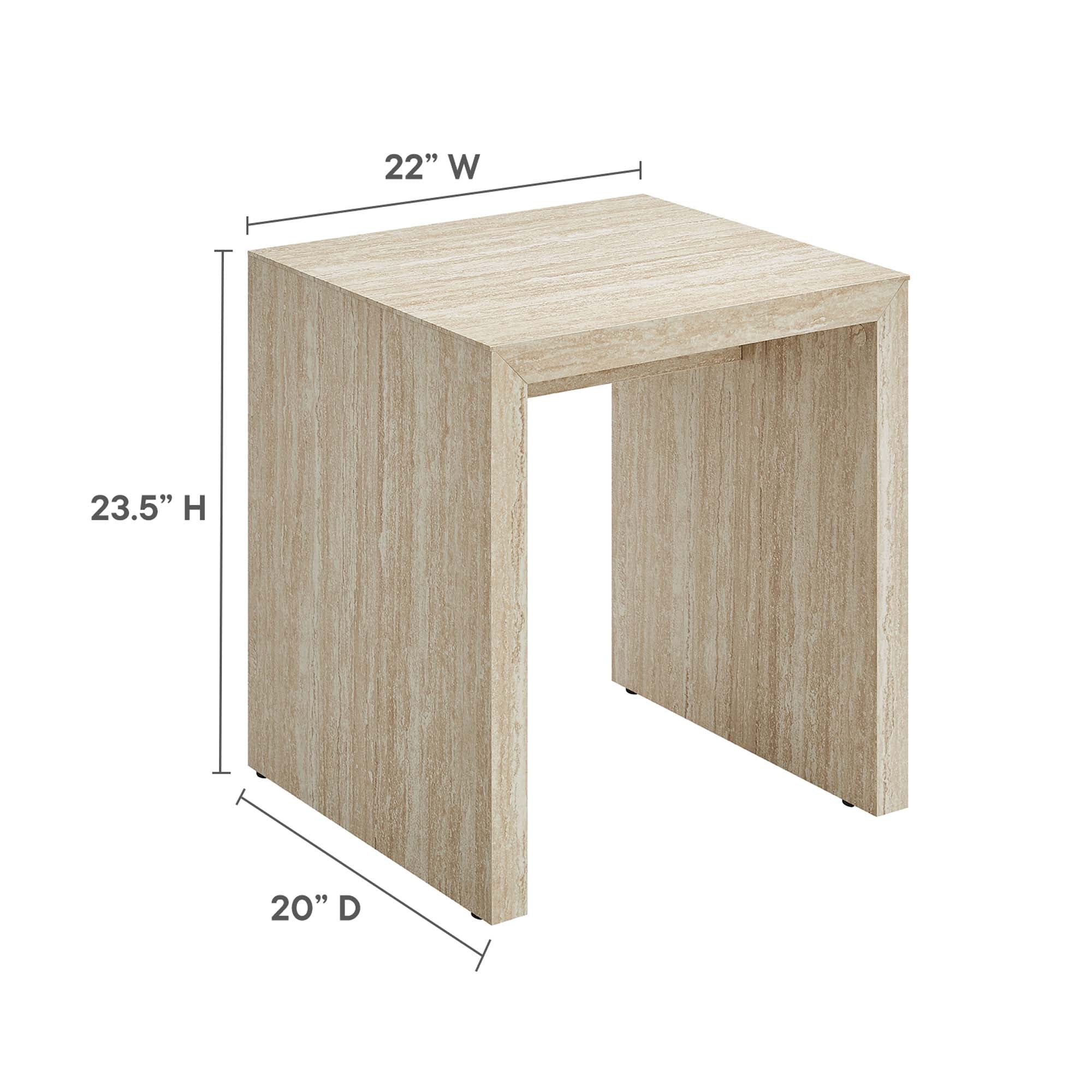 Mirella Faux Travertine Side Table, Travertine