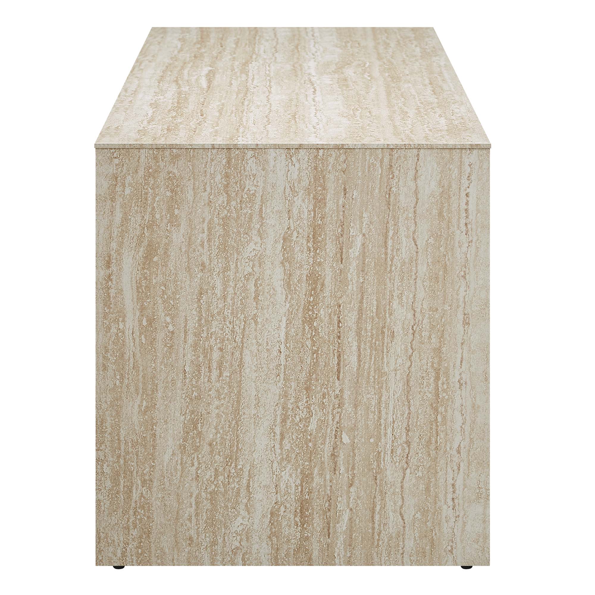 Mirella 62" Faux Travertine Long Bench, Travertine
