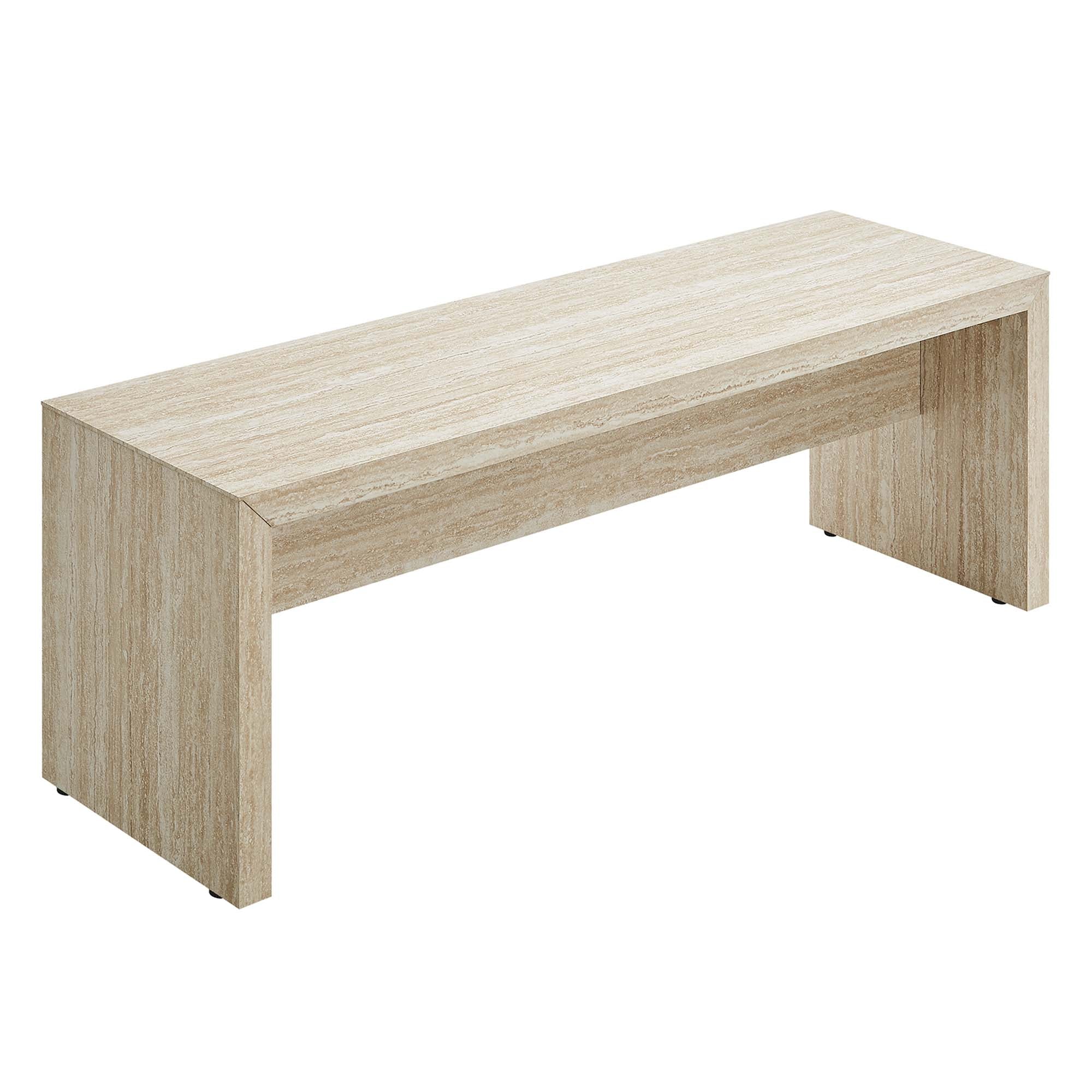 Mirella 53.5" Faux Travertine Bench, Travertine