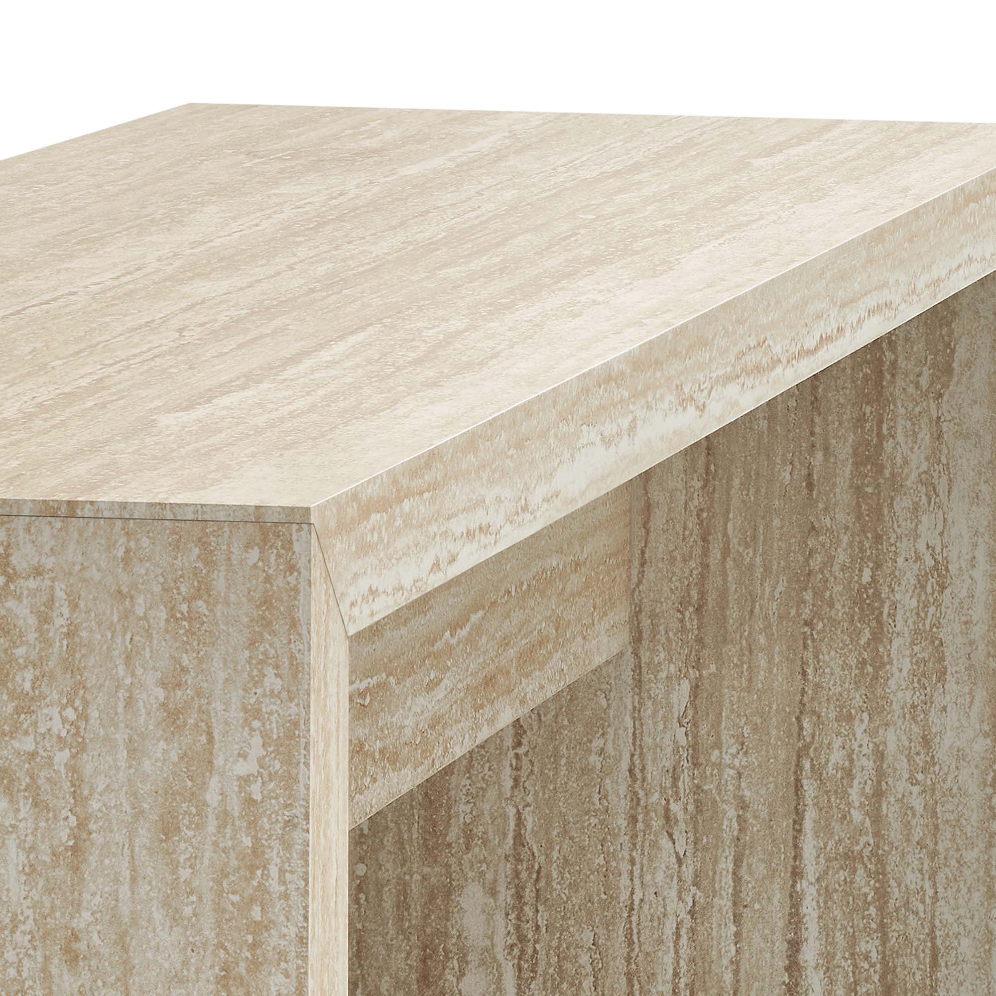 Mirella 53.5" Faux Travertine Bench, Travertine