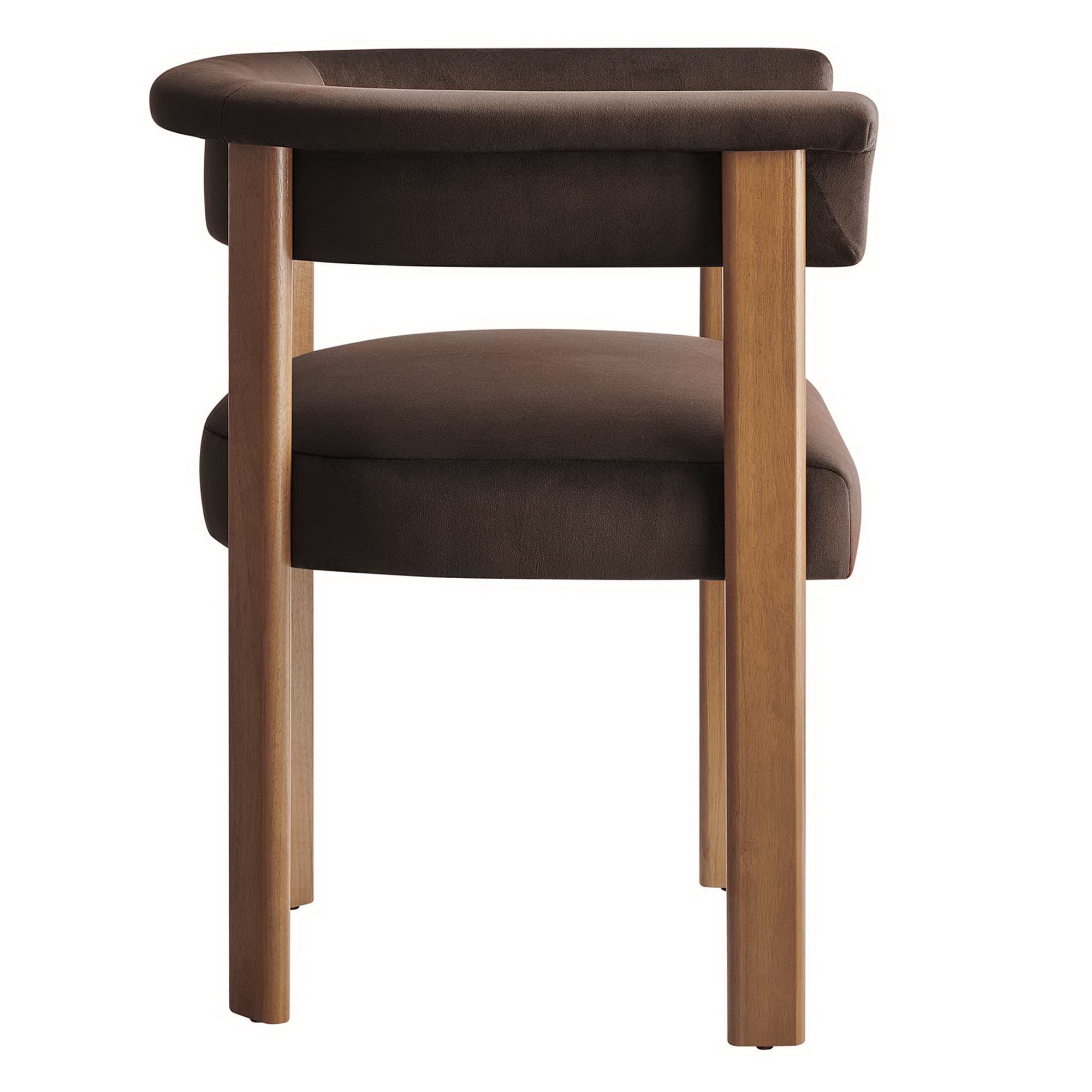 Imogen Performance Velvet Barrel Dining Chairs Set of 2, Chocolate Brown Deep Brown