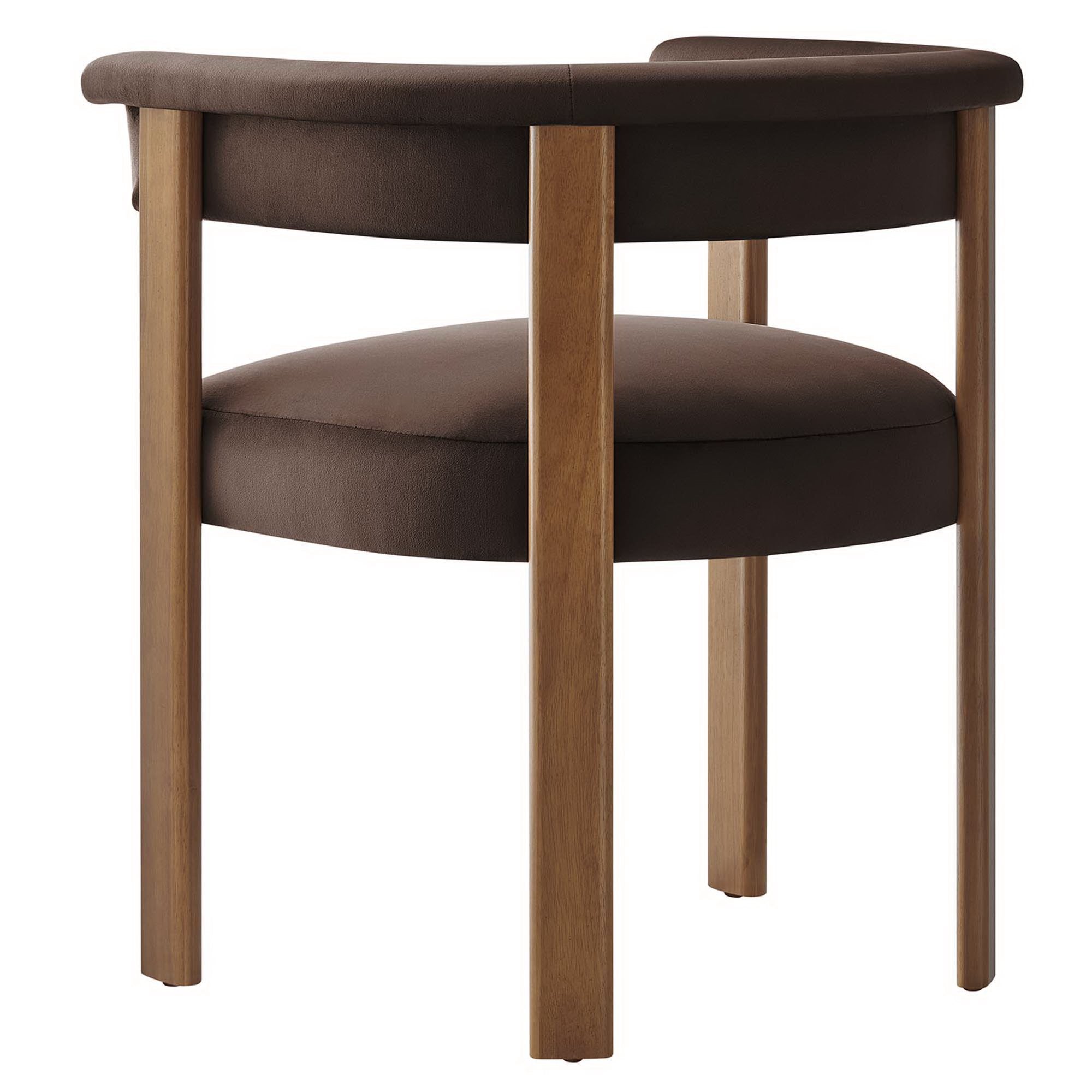 Imogen Performance Velvet Barrel Dining Chairs Set of 2, Chocolate Brown Deep Brown