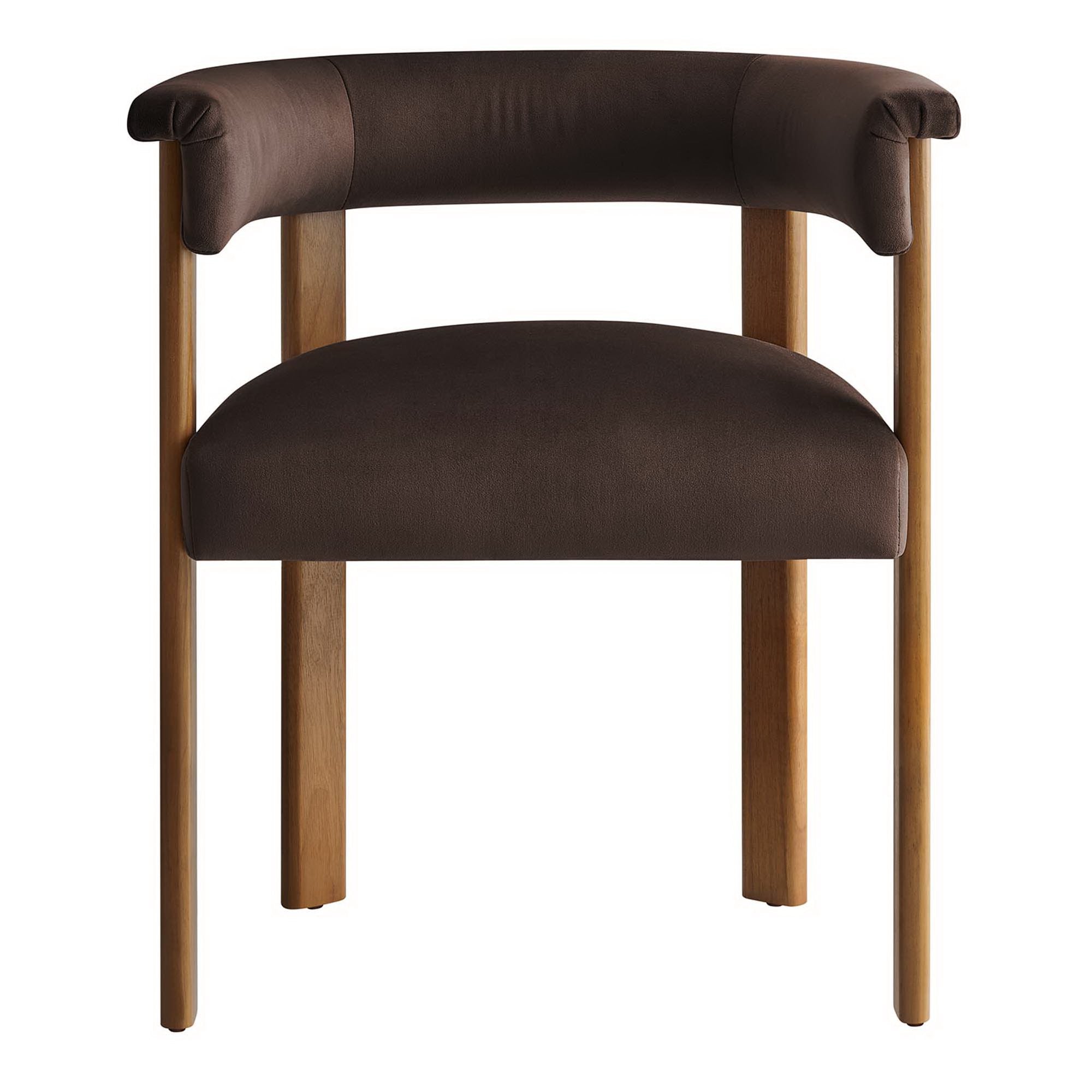 Imogen Performance Velvet Barrel Dining Chairs Set of 2, Chocolate Brown Deep Brown