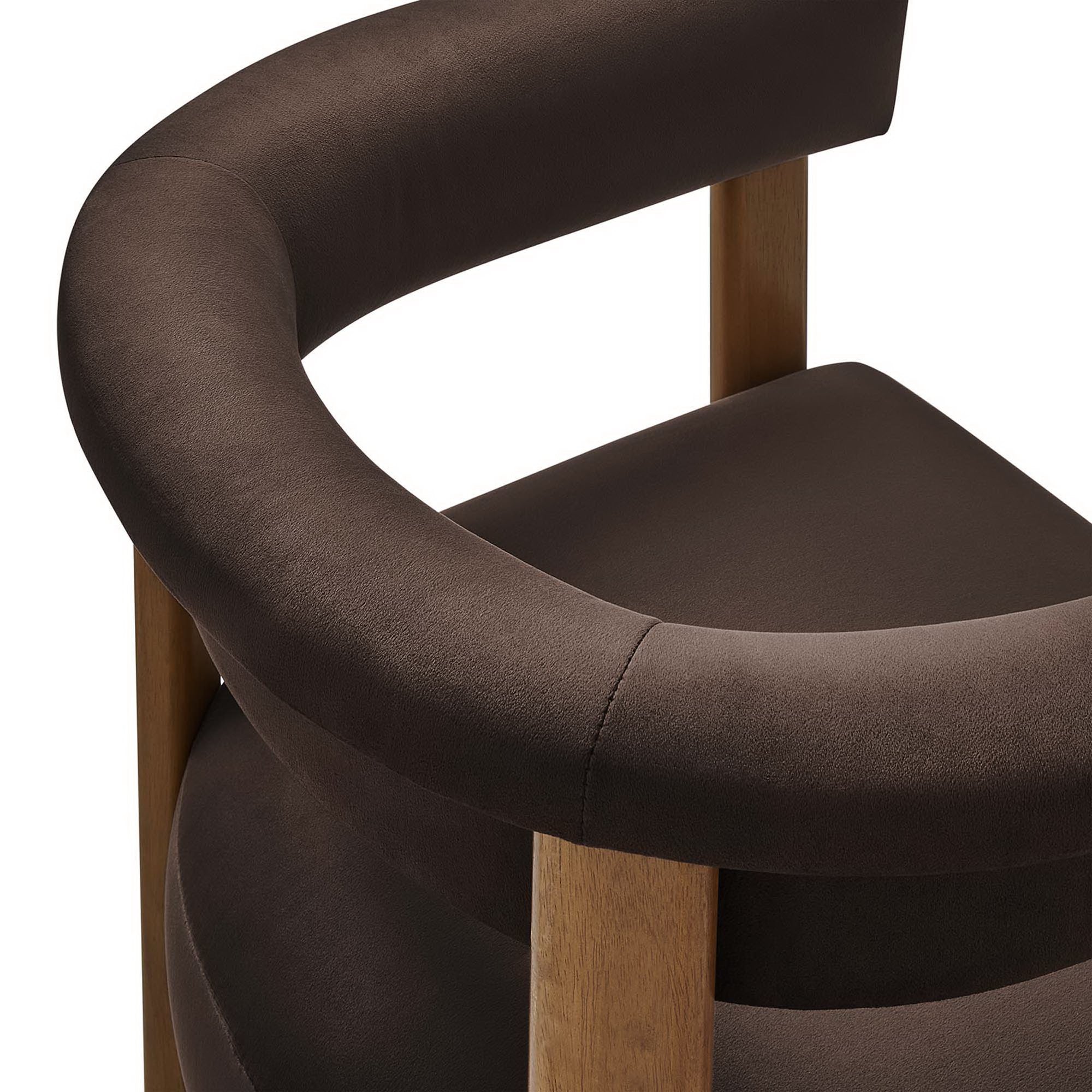 Imogen Performance Velvet Barrel Dining Chairs Set of 2, Chocolate Brown Deep Brown