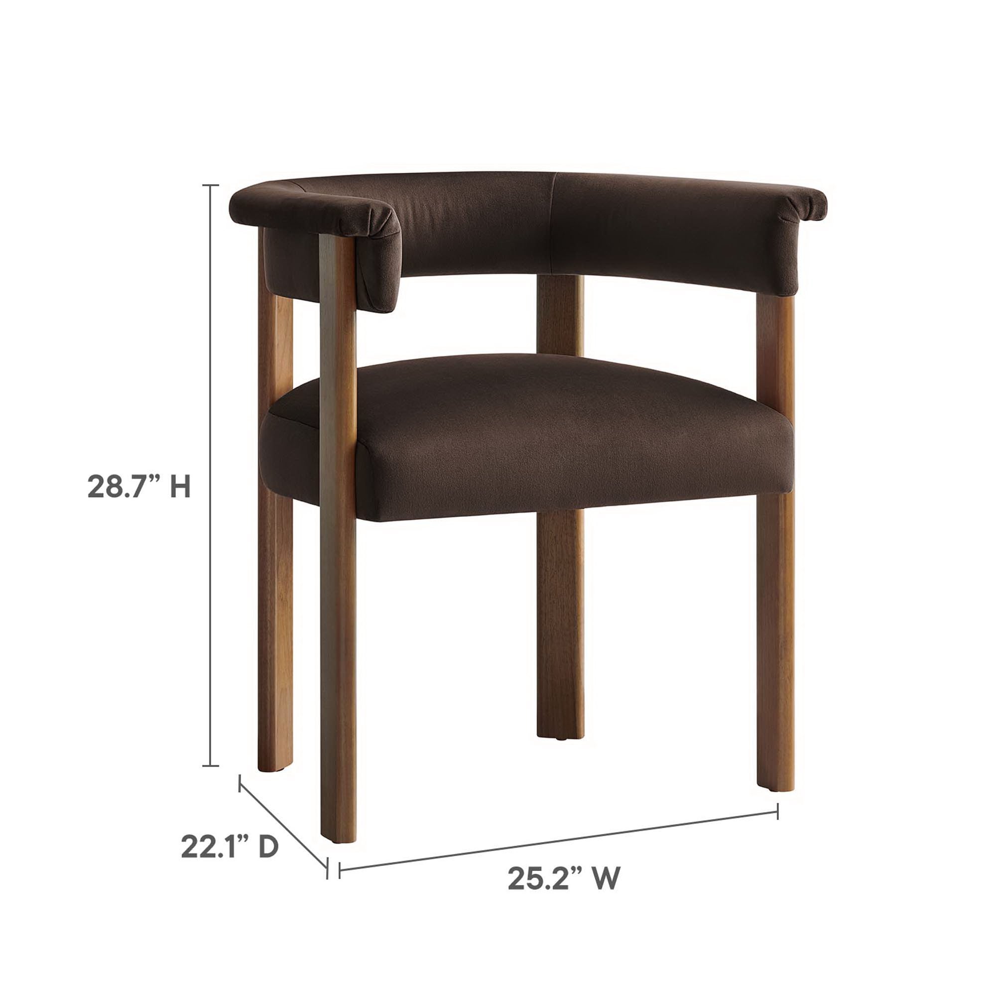 Imogen Performance Velvet Barrel Dining Chairs Set of 2, Chocolate Brown Deep Brown