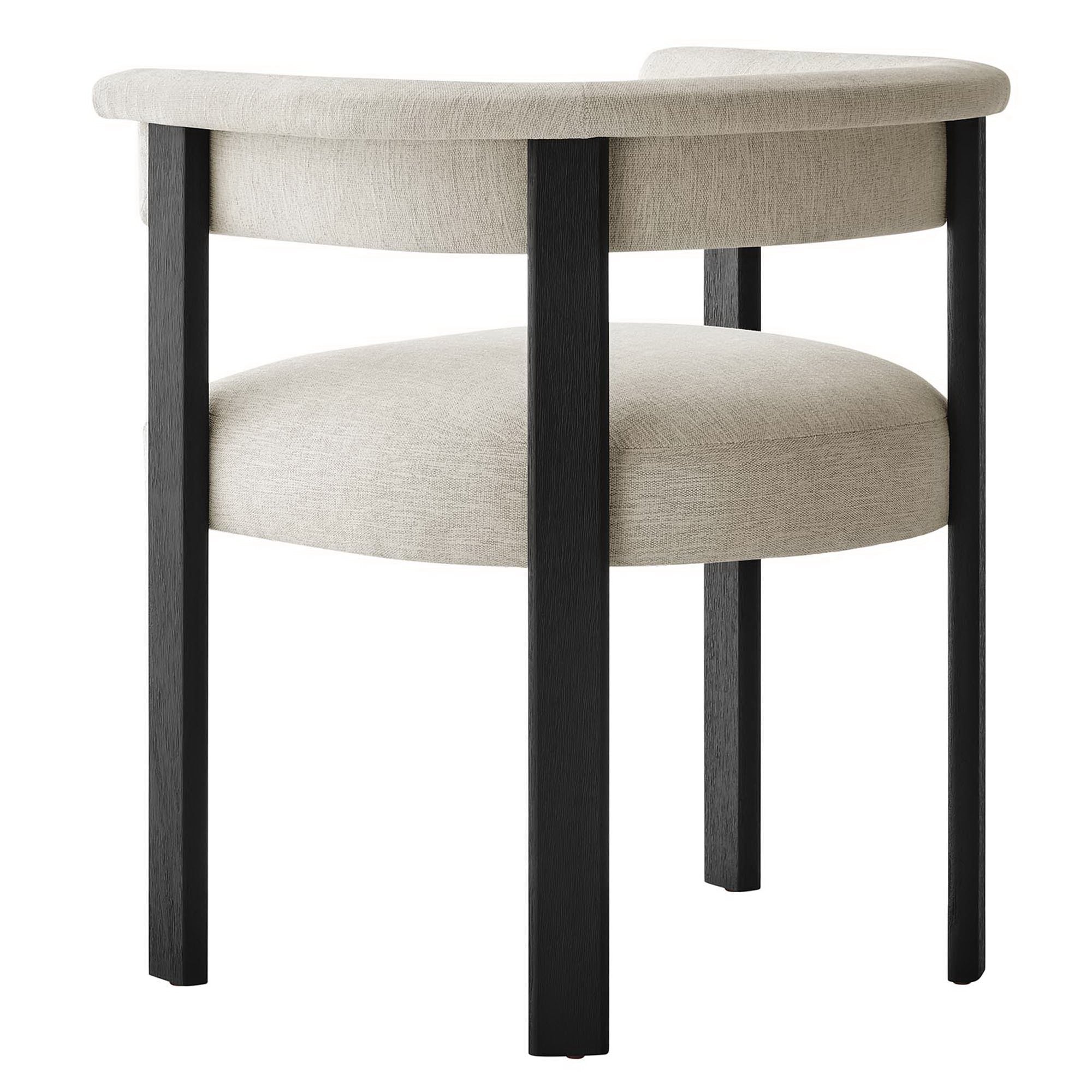 Imogen Fabric Upholstered Barrel Dining Chairs Set of 2, Heathered Weave Ivory Black