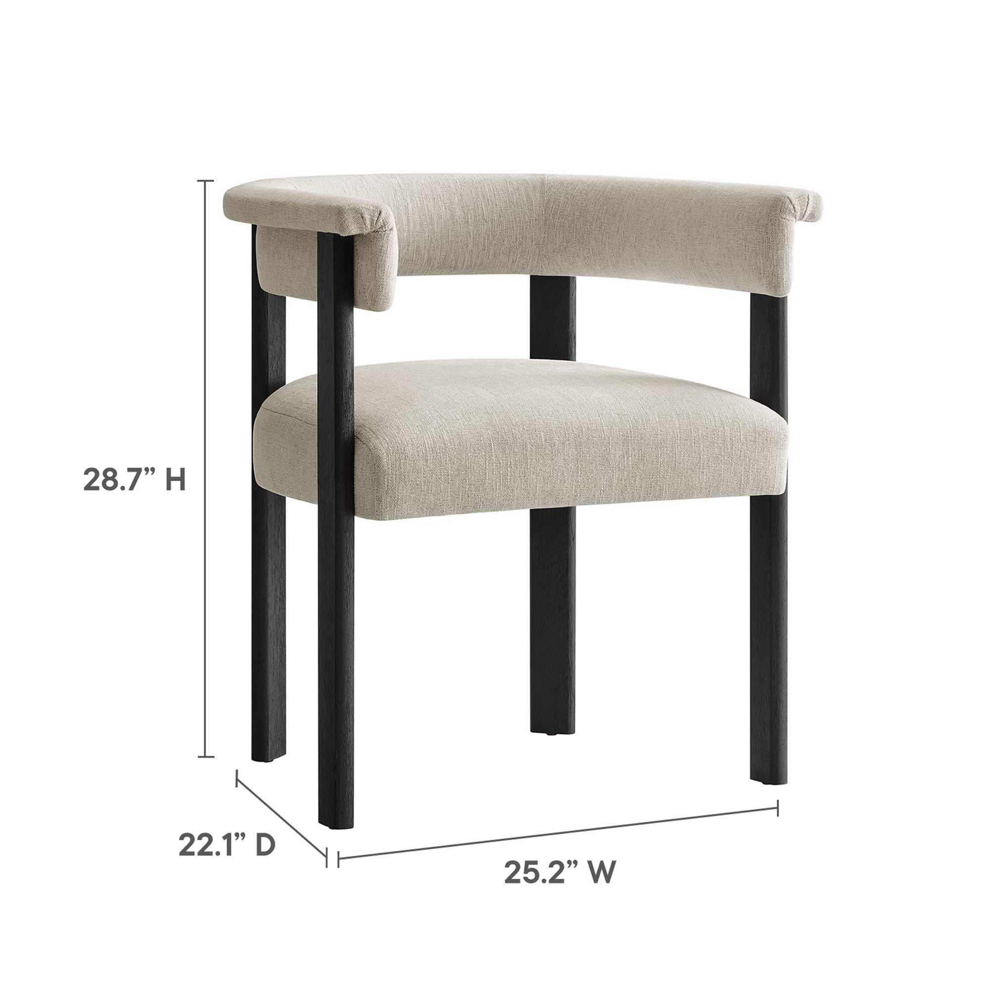 Imogen Fabric Upholstered Barrel Dining Chairs Set of 2, Heathered Weave Ivory Black