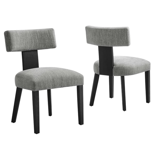 Nalani Fabric Upholstered Dining Chairs Set of 2, Heathered Weave Gray Black