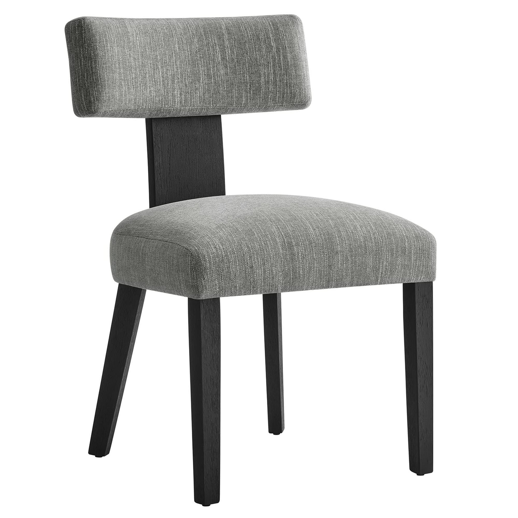 Nalani Fabric Upholstered Dining Chairs Set of 2, Heathered Weave Gray Black