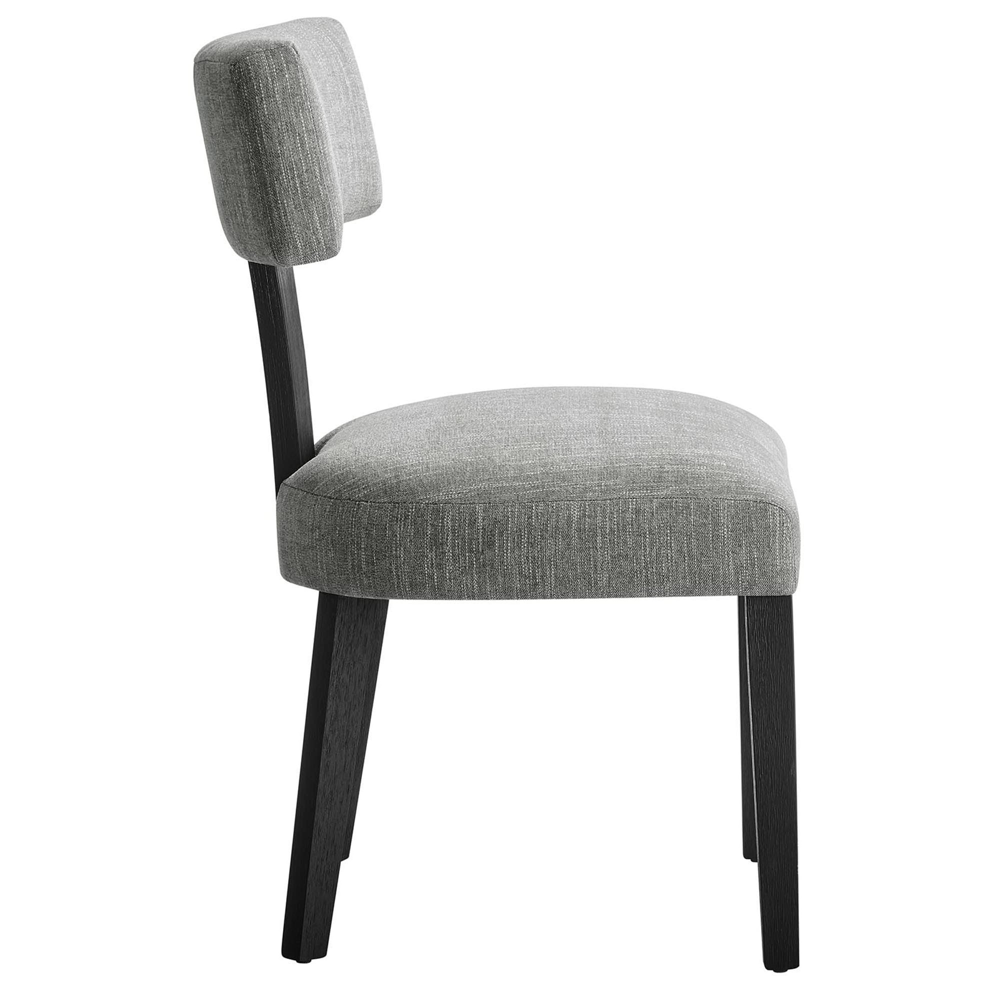 Nalani Fabric Upholstered Dining Chairs Set of 2, Heathered Weave Gray Black