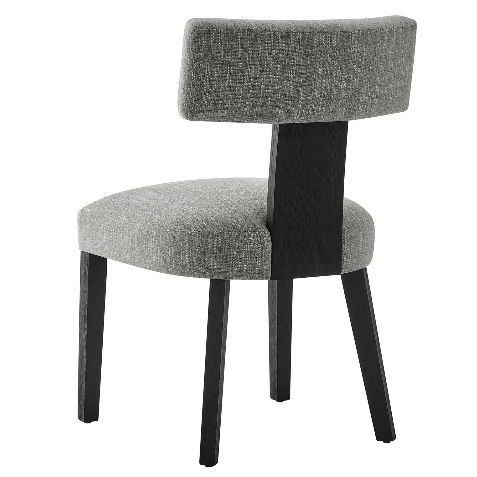 Nalani Fabric Upholstered Dining Chairs Set of 2, Heathered Weave Gray Black