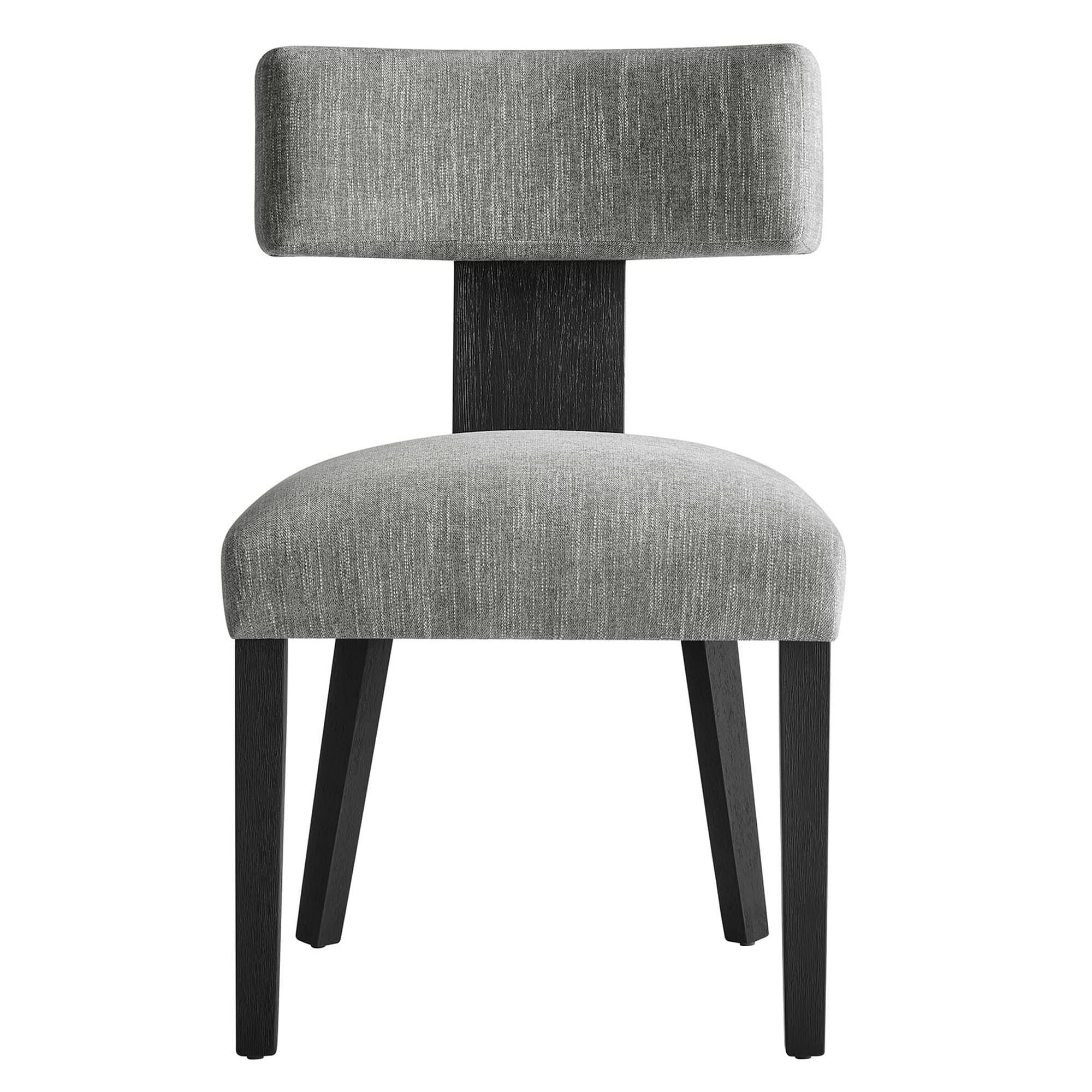 Nalani Fabric Upholstered Dining Chairs Set of 2, Heathered Weave Gray Black