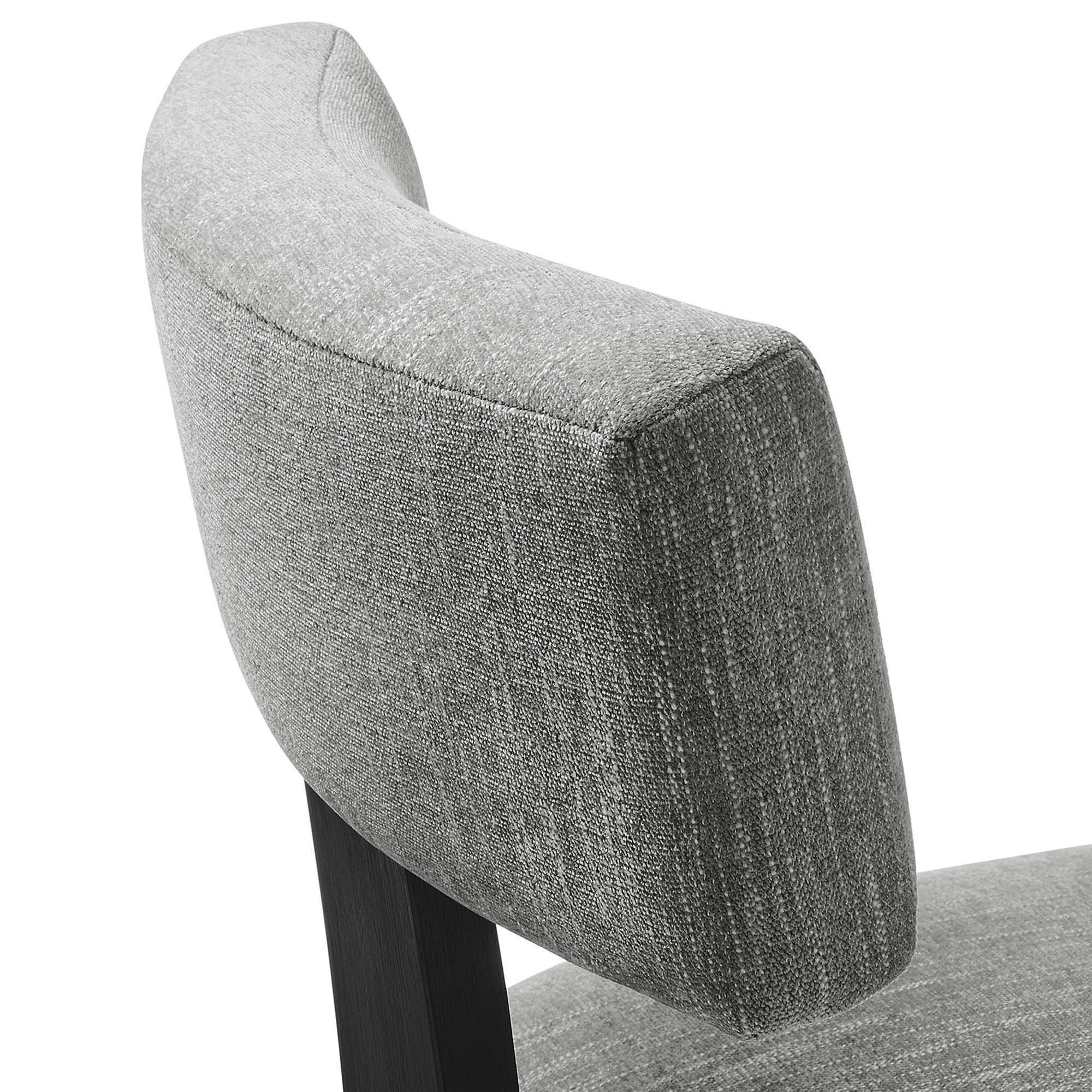 Nalani Fabric Upholstered Dining Chairs Set of 2, Heathered Weave Gray Black