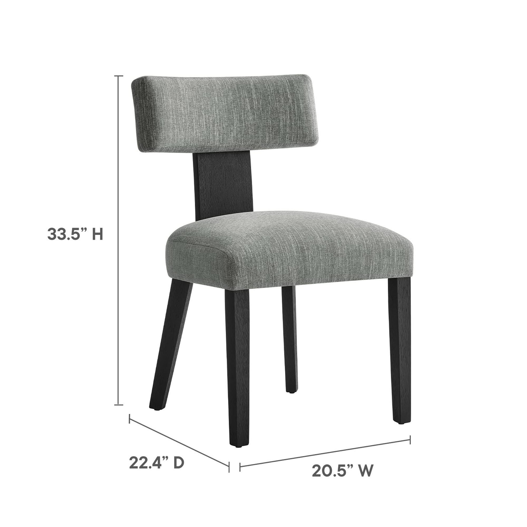 Nalani Fabric Upholstered Dining Chairs Set of 2, Heathered Weave Gray Black
