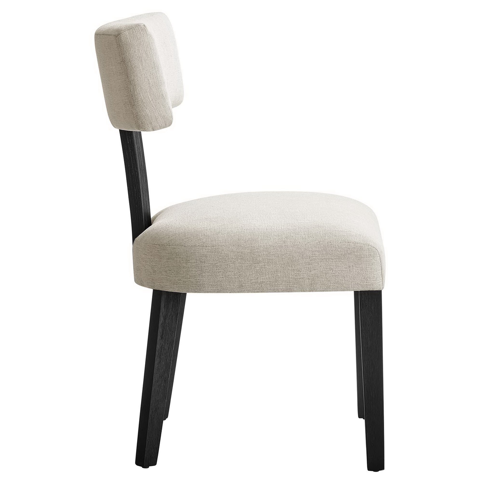 Nalani Fabric Upholstered Dining Chairs Set of 2, Heathered Weave Ivory Black